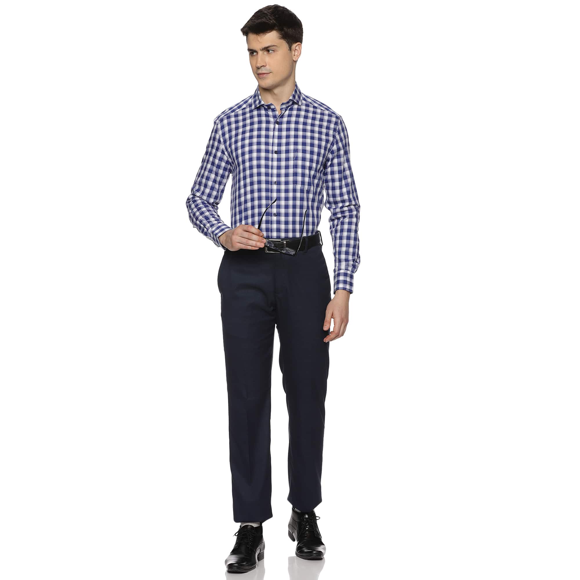 Rebel Cotton Check Shirt In White & Blue Buy Blue white check shirt for men By TFC