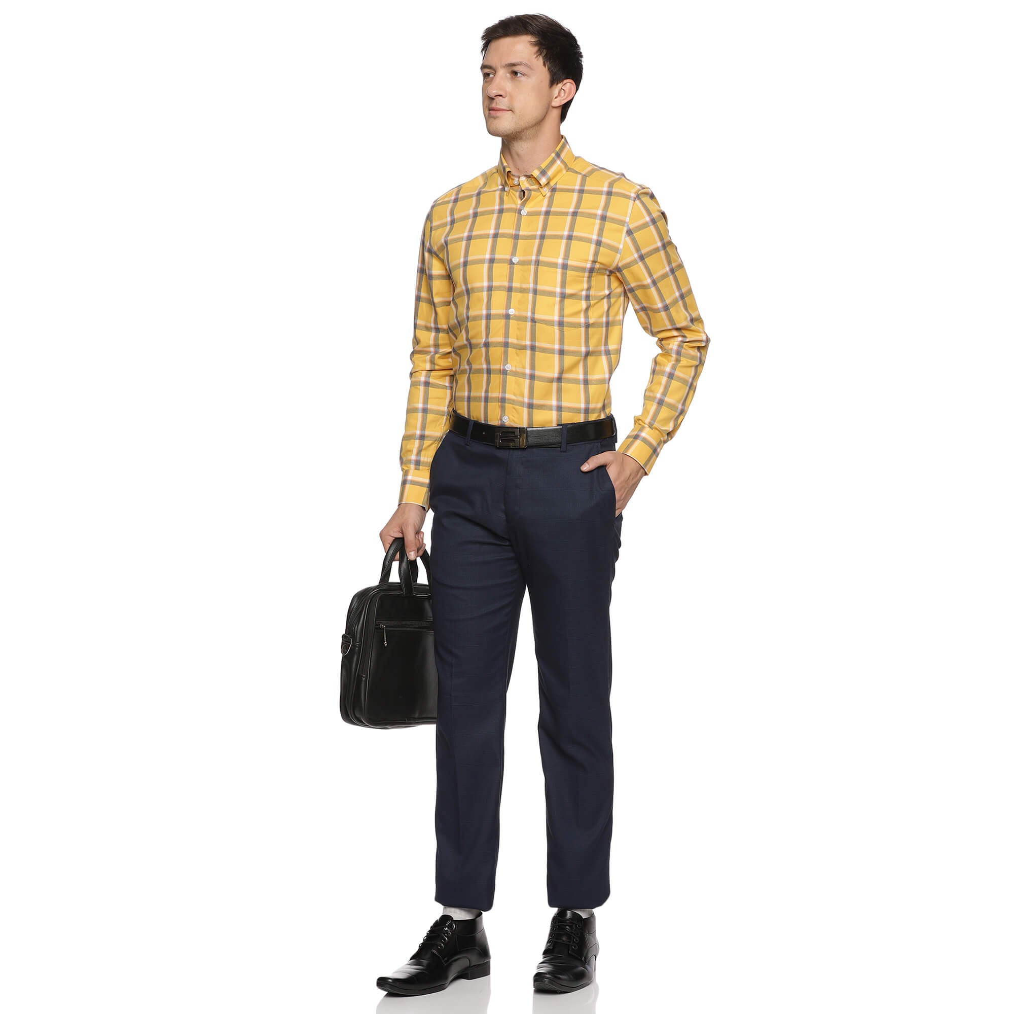 Maverick Cotton Check Shirt In Yellow Regular-fit yellow check shirt for men By TFC