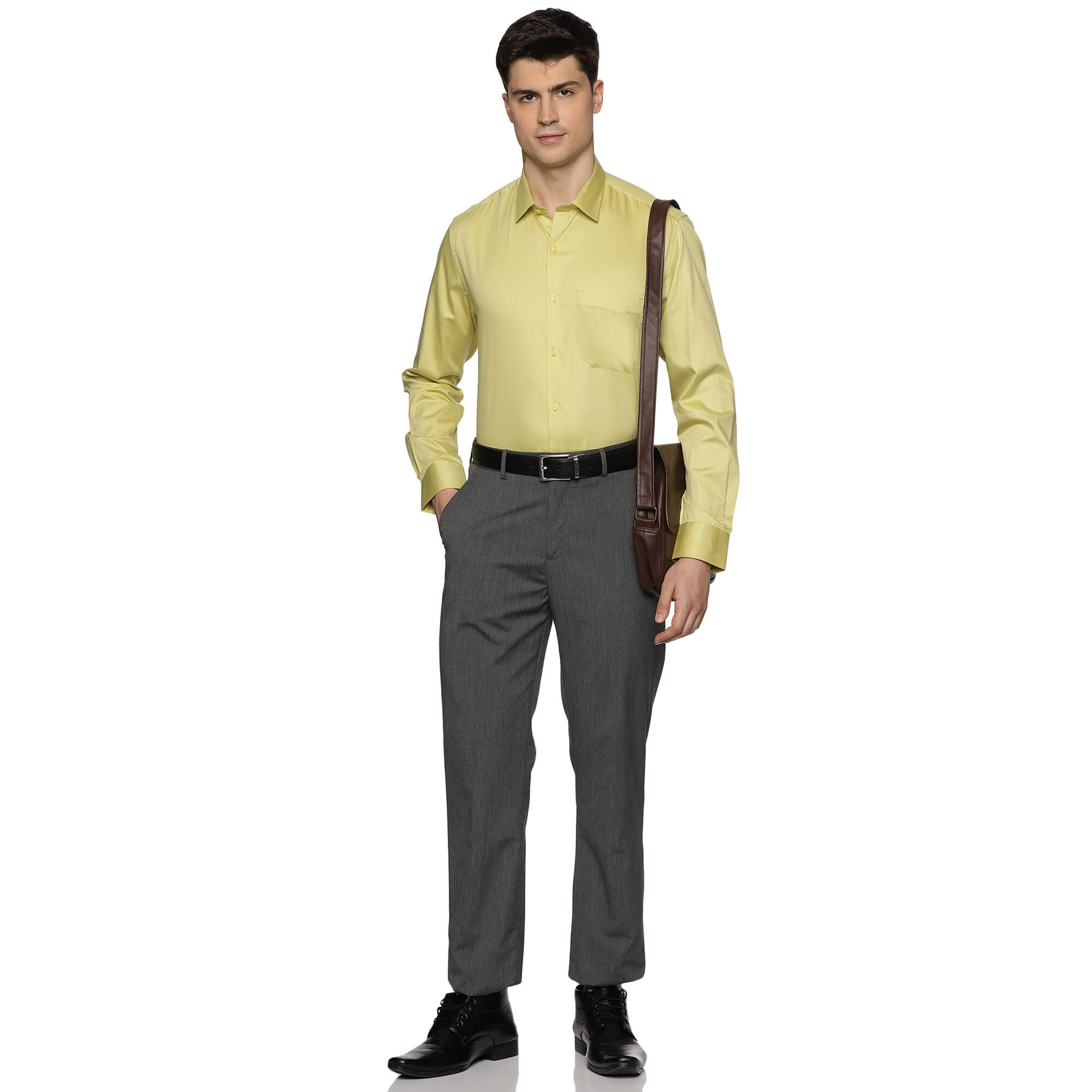 Swiss Finish Giza Cotton Shirt In Lemon Green Buy Lemon Green Formal Shirt For Men By TFC
