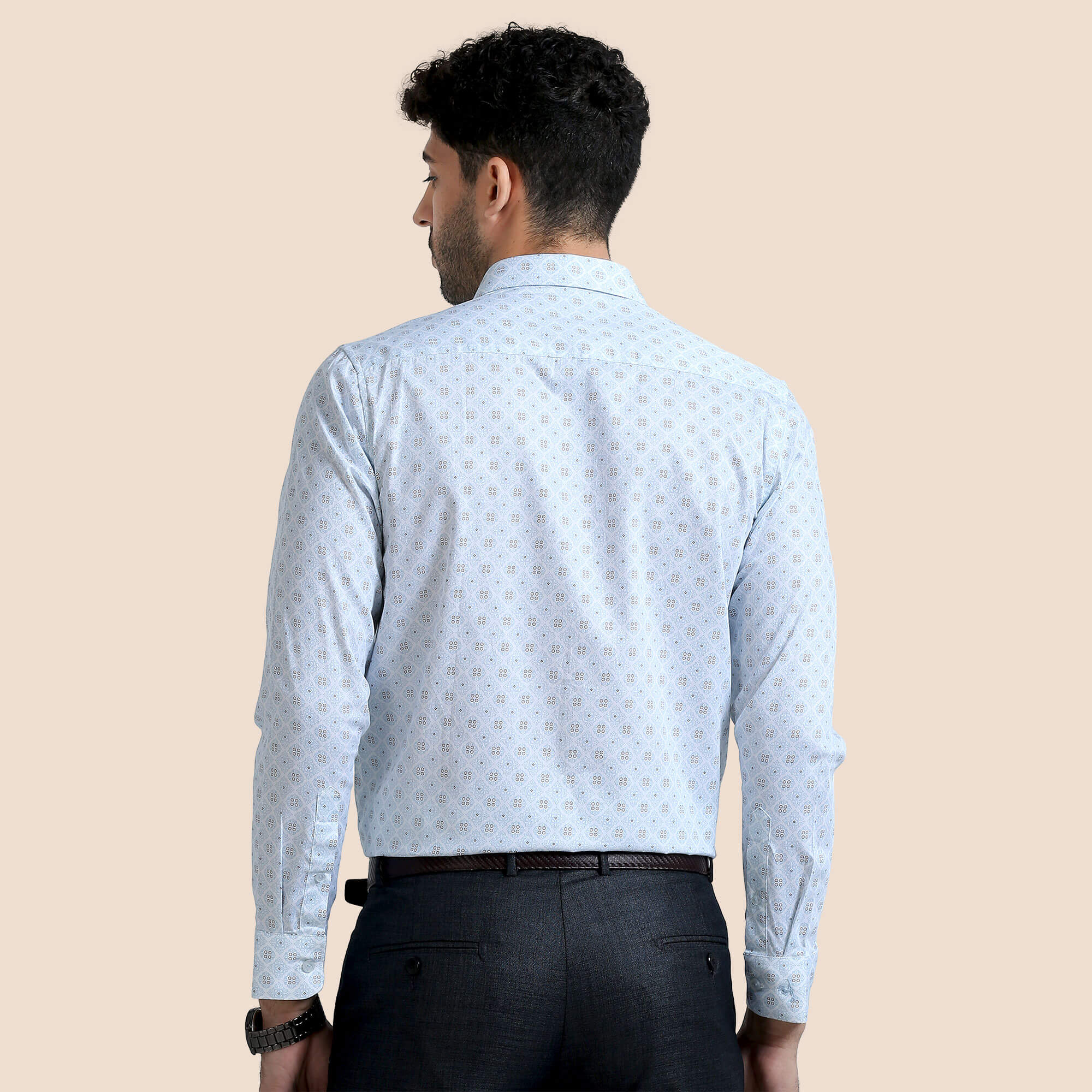 Serenity Giza Full Sleeves Shirt In Blue Damask Full Sleeves Giza Cotton Shirt For Men By TFC