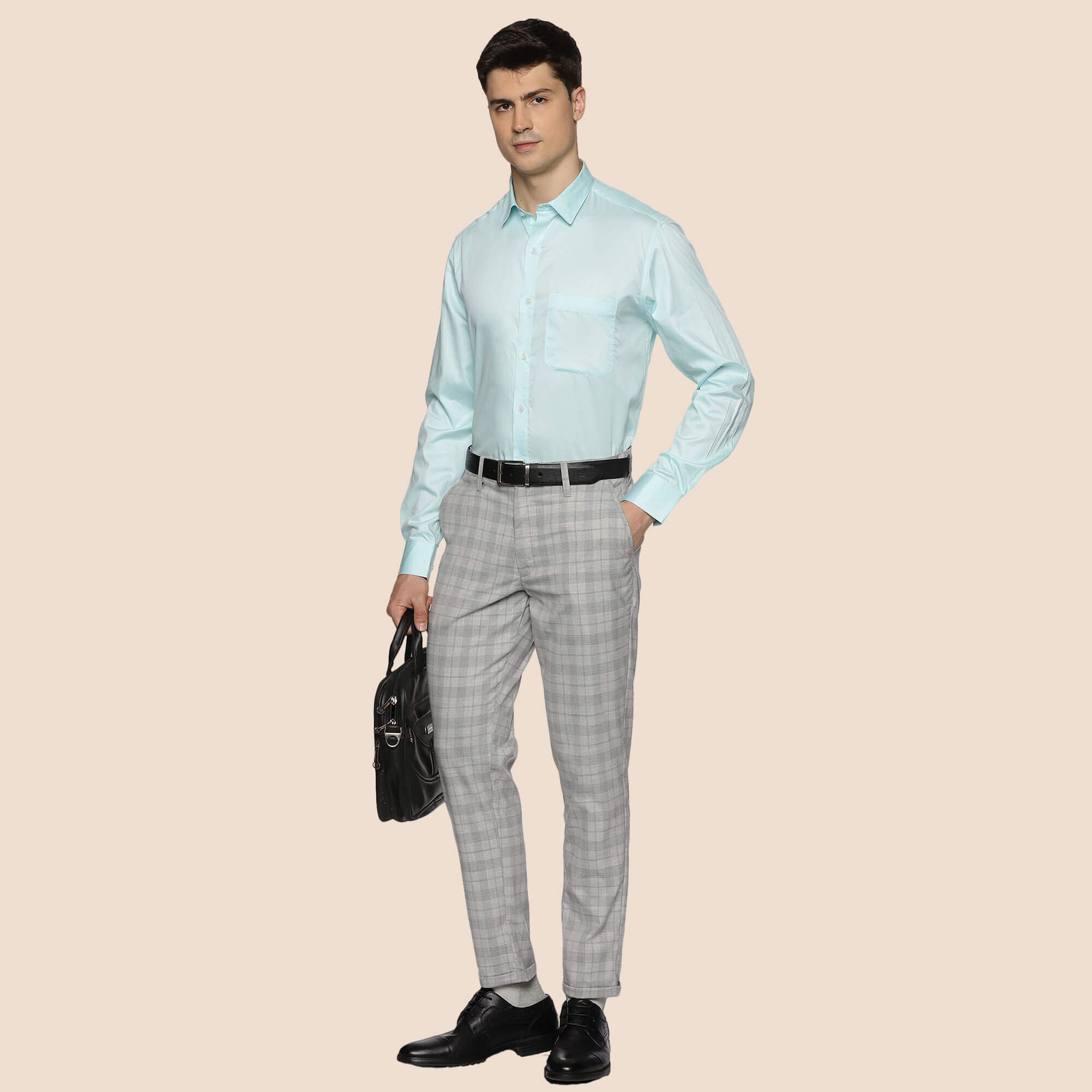 Swiss Finish Giza Cotton Shirt In Pastel Aqua Buy Giza Cotton Shirt For Men By TFC