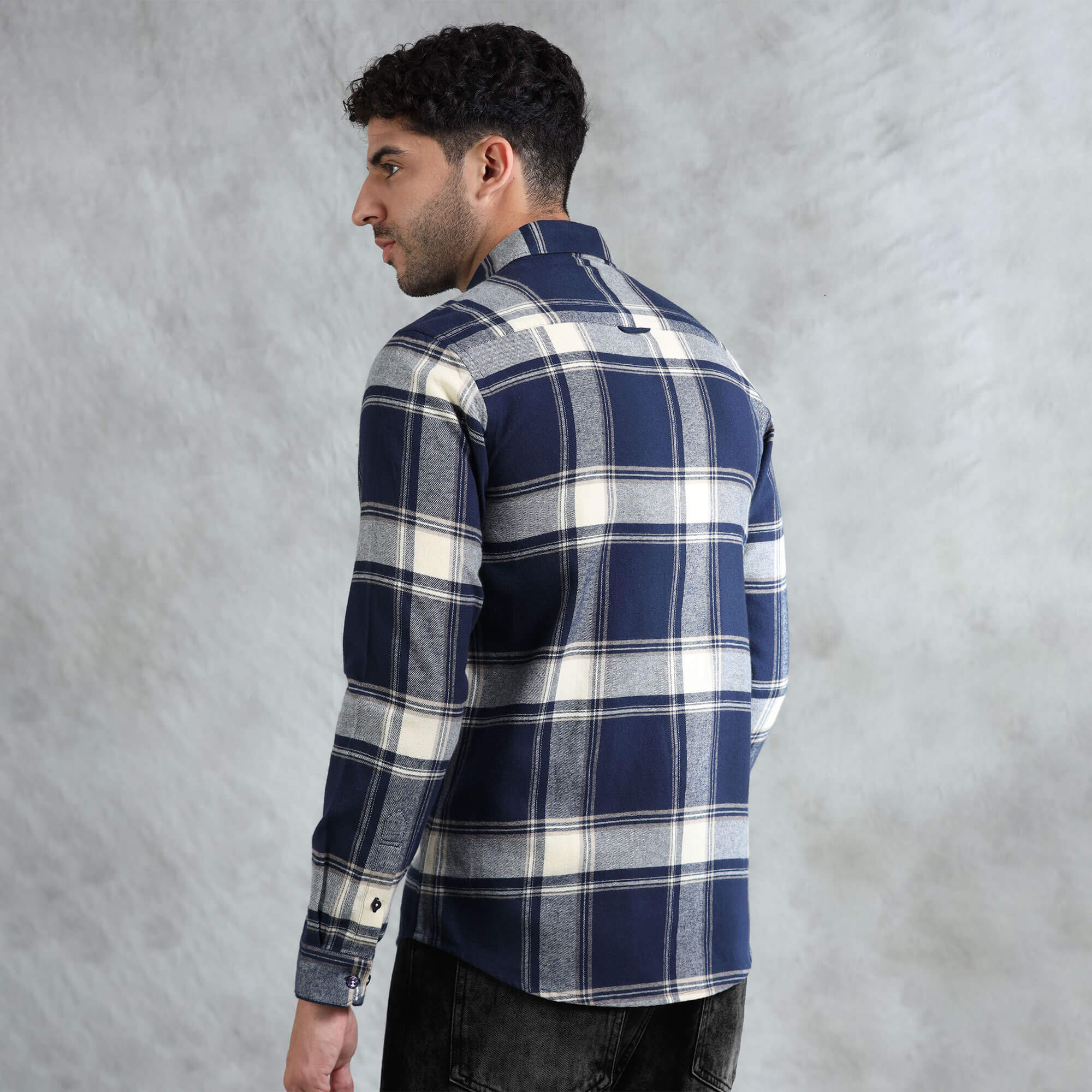 Lumber Flannel Check Shirt In Midnight Blue Casual check shirt for men by TFC
