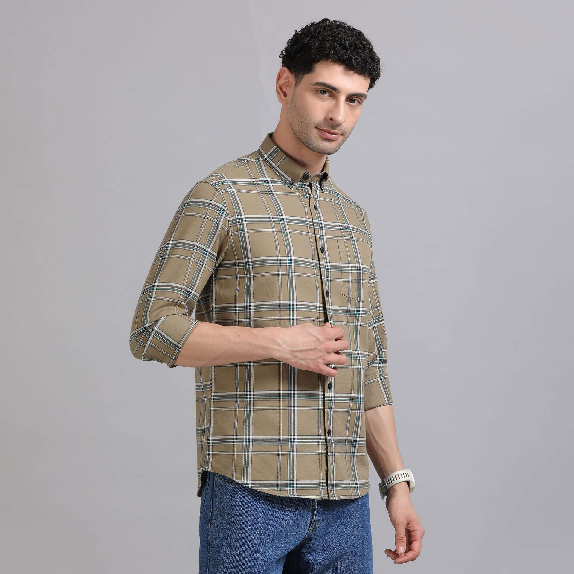 Marco Checks Shirt In Sage Marco Checks Shirt for Men by TFC