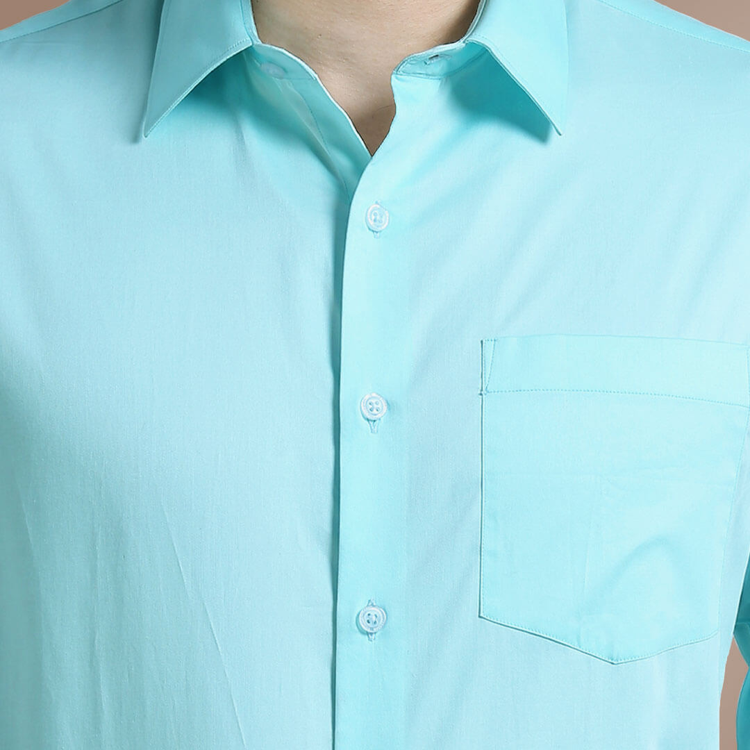 Cambridge Giza Cotton Shirt In Fresh Aqua Giza cotton shirt in aqua by TFC