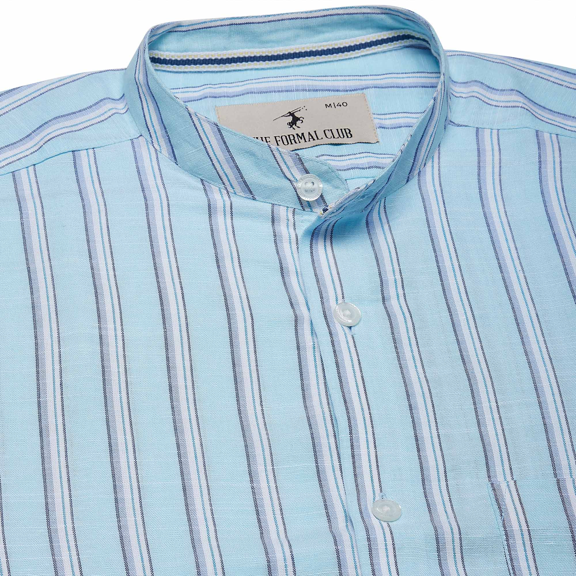 Luna Linen Stripes Shirt In Sky Blue Luna Lenin Stripes Shirt In Sky Blue - The Formal Club