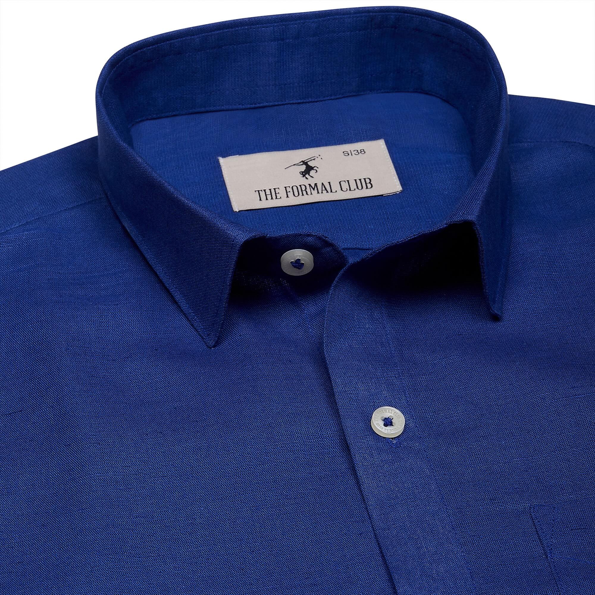 Luna Linen Solid Shirt In Navy Blue Luna Lenin Solid Shirt In Navy Blue - The Formal Club