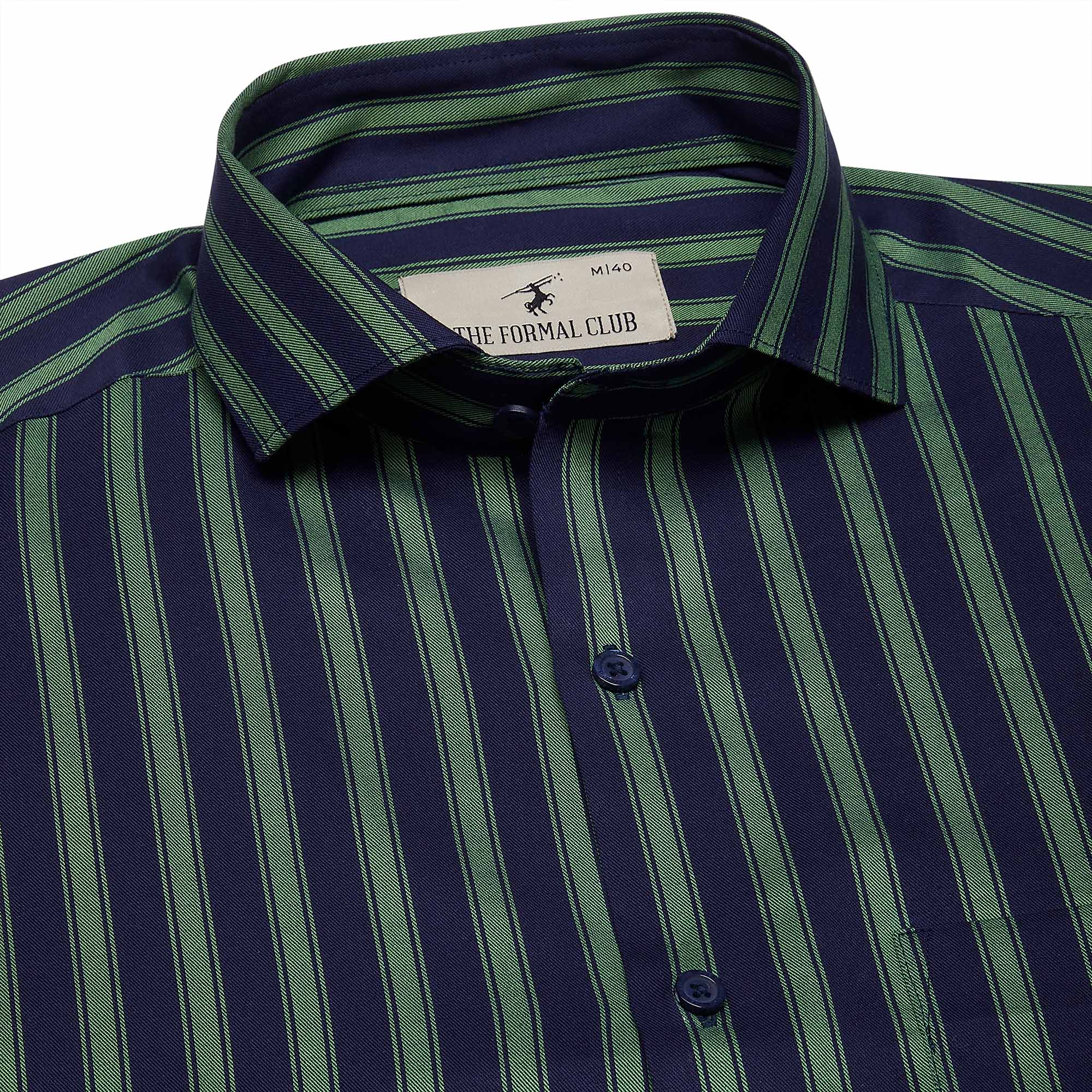 Rhythm Green Stripe Shirt In Navy Blue - The Formal Club