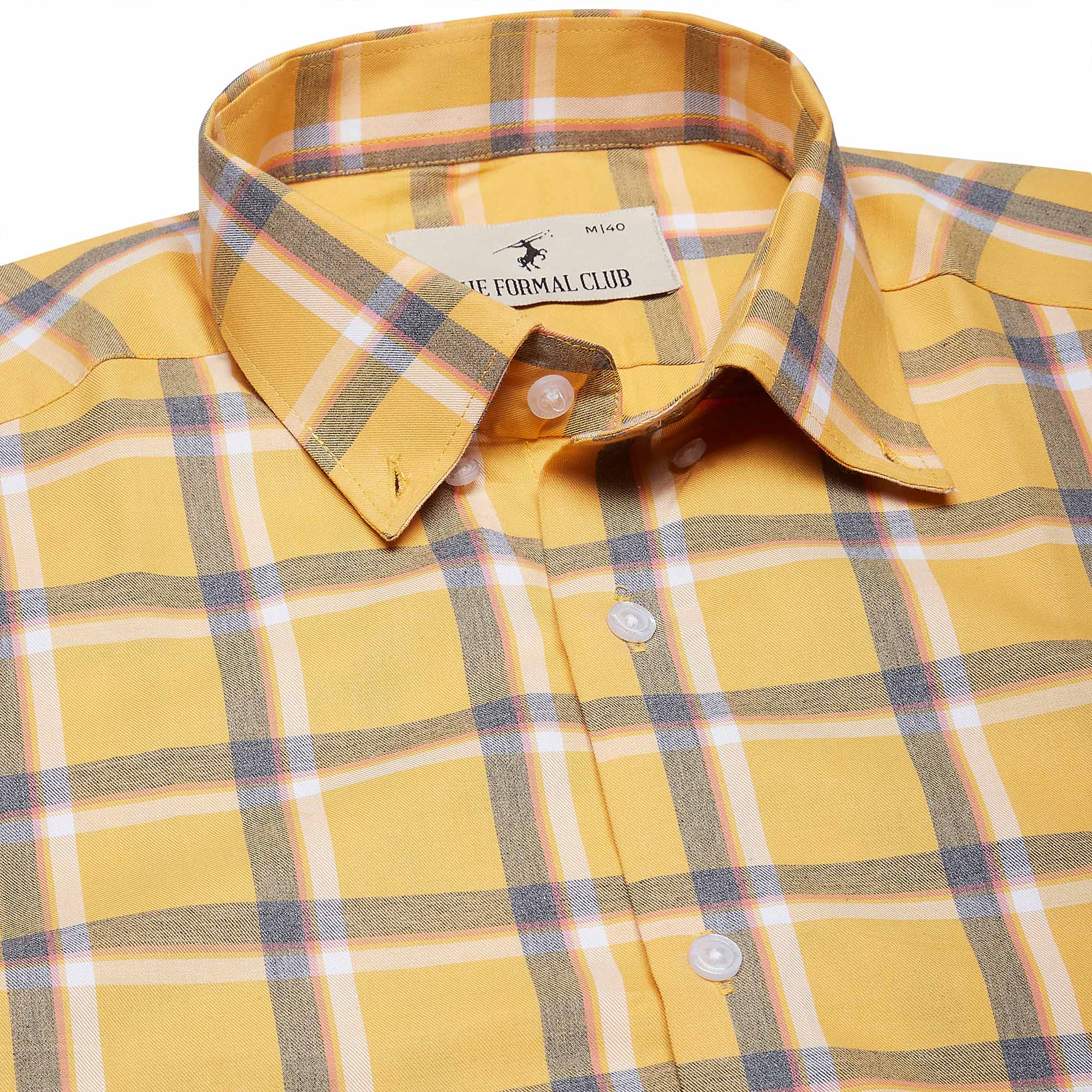 Maverick Cotton Check Shirt In Yellow - The Formal Club