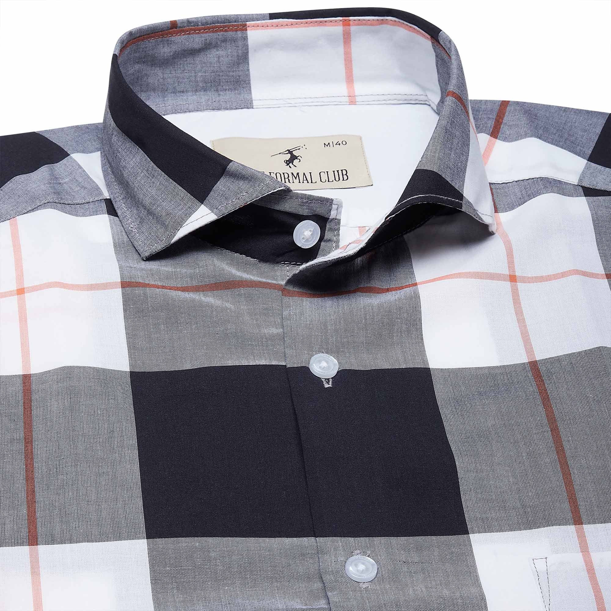 Maverick Cotton Check  Shirt In White & Black - The Formal Club