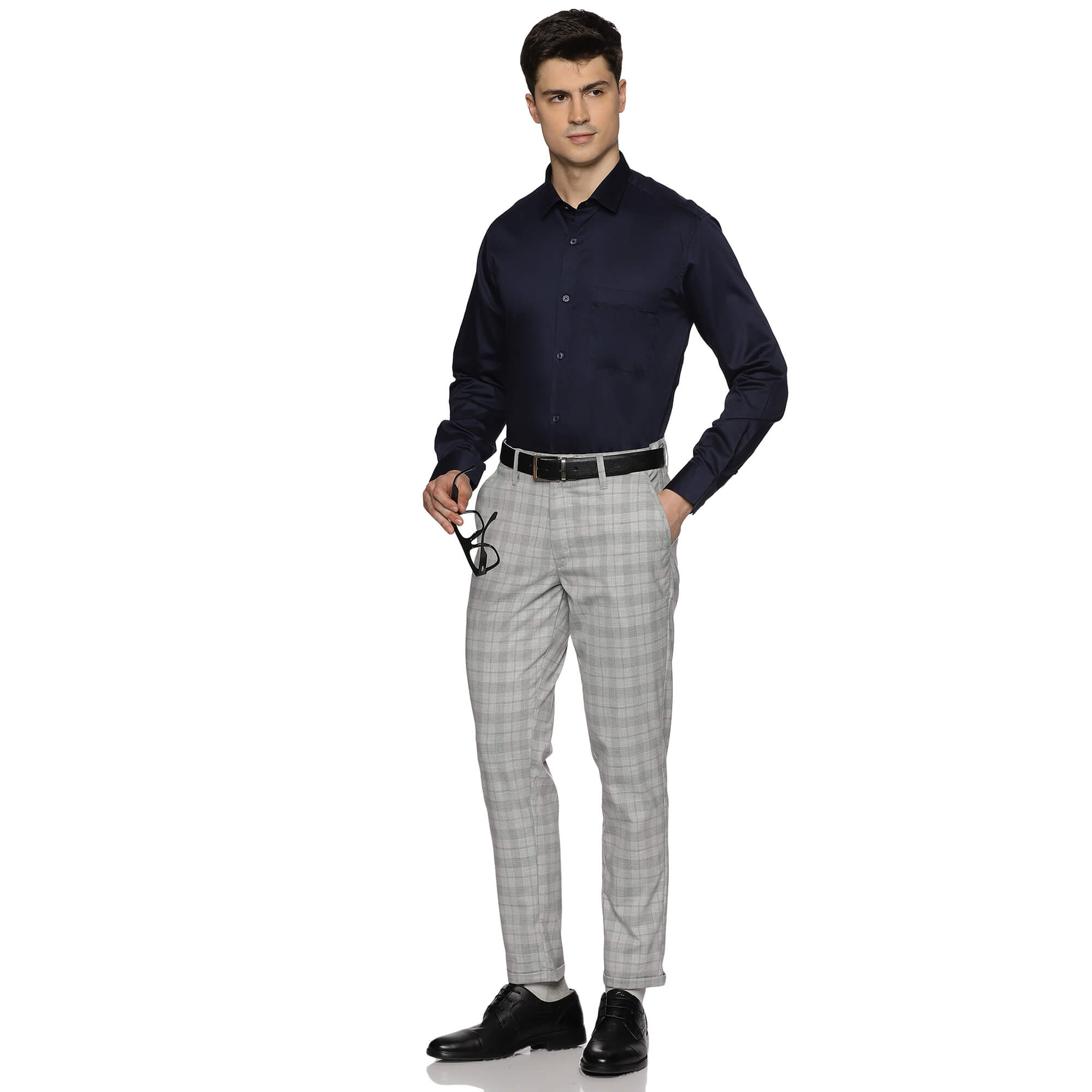 Swiss Finish Giza Cotton Shirt In Navy Blue Swiss Finish Giza Cotton Shirt In Navy Blue - The Formal Club