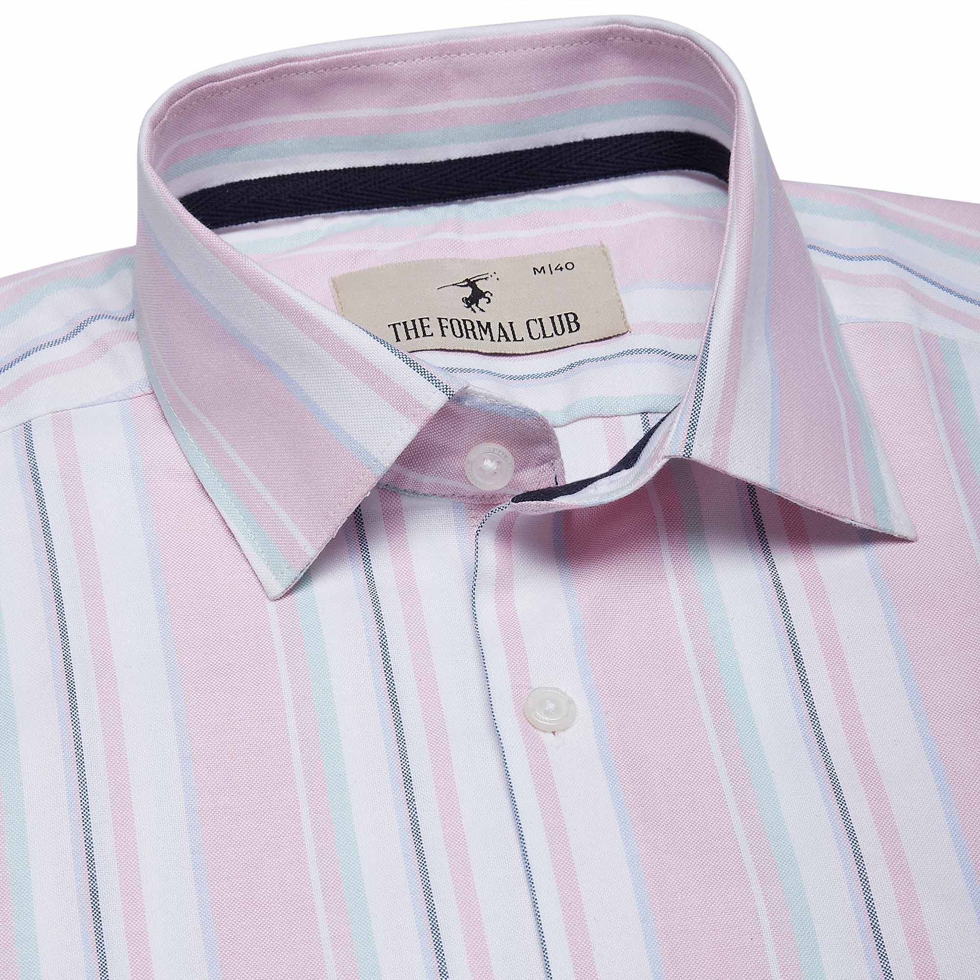 Regal Full Sleeves White Stripe Shirt In Pink Regal White Stripe Shirt In Pink - The Formal Club