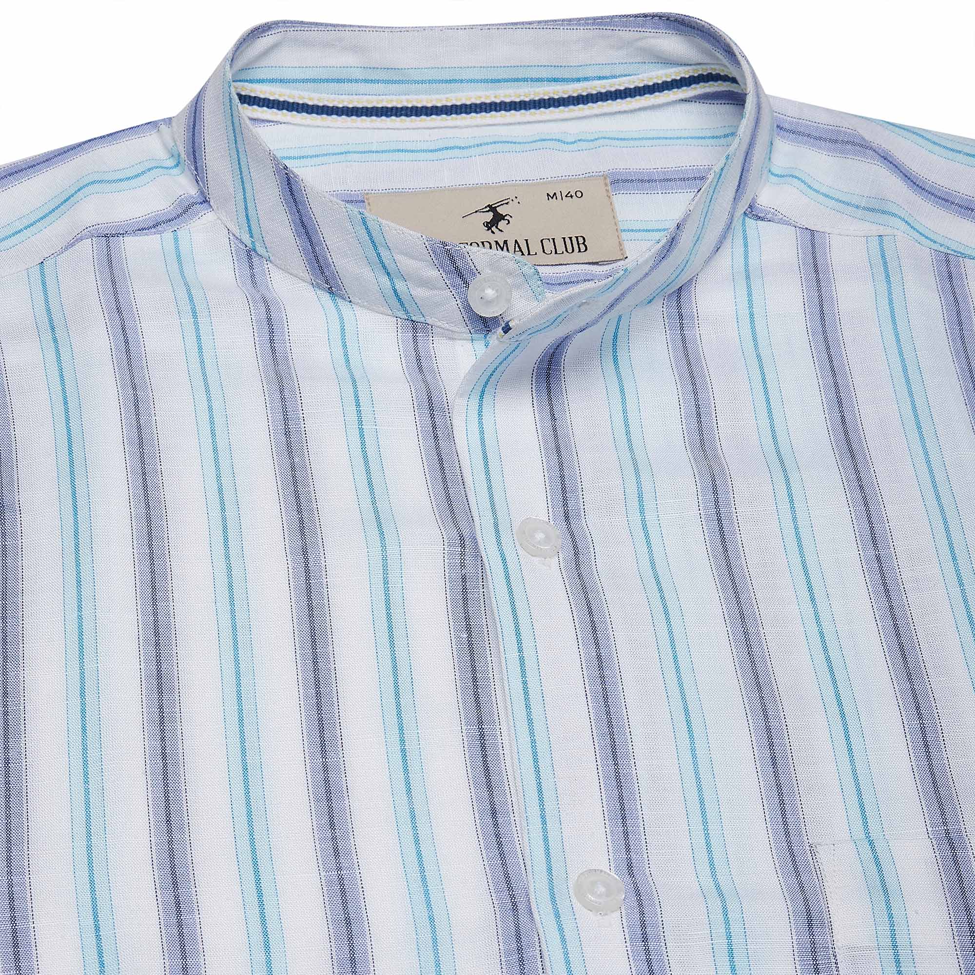 Luna Linen Stripes Shirt In White Luna Linen Stripes Shirt White For Men By TFC