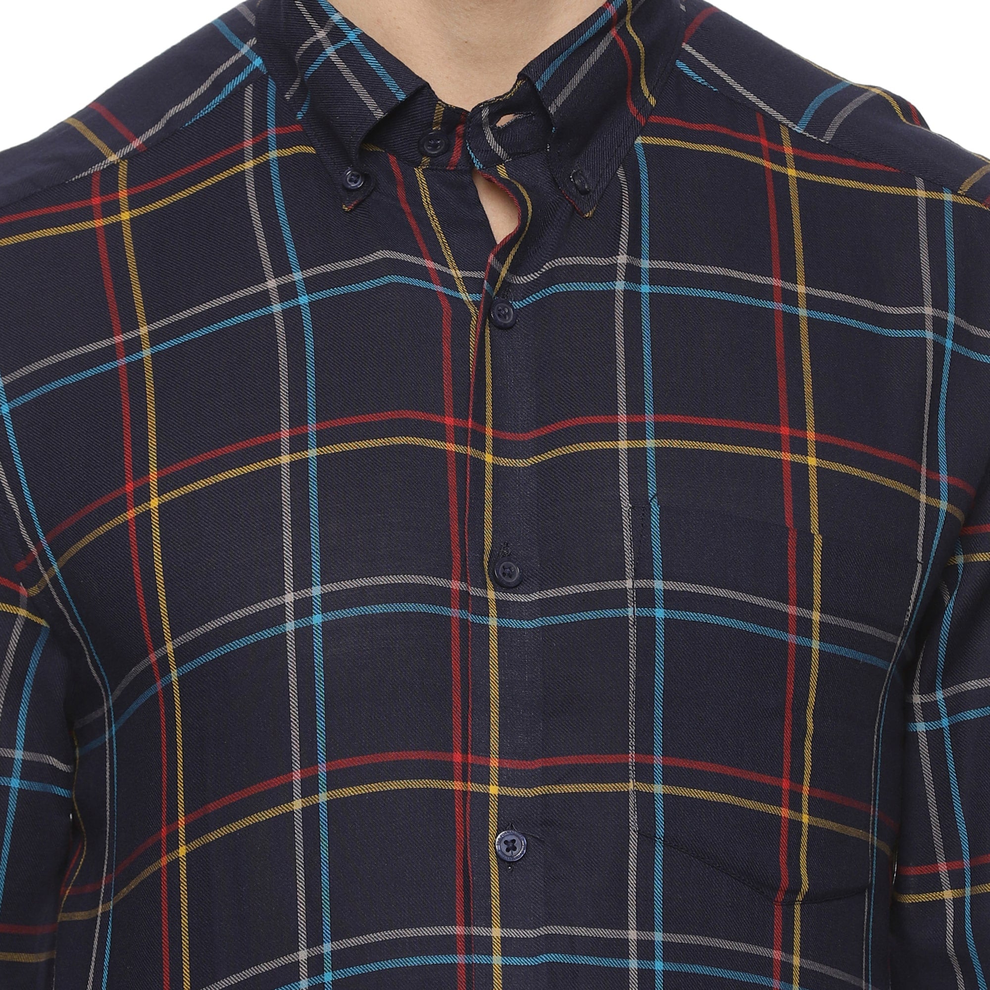 Maverick Cotton Check Shirt In Navy Blue Maverick Cotton Check Shirt In Navy Blue - The Formal Club