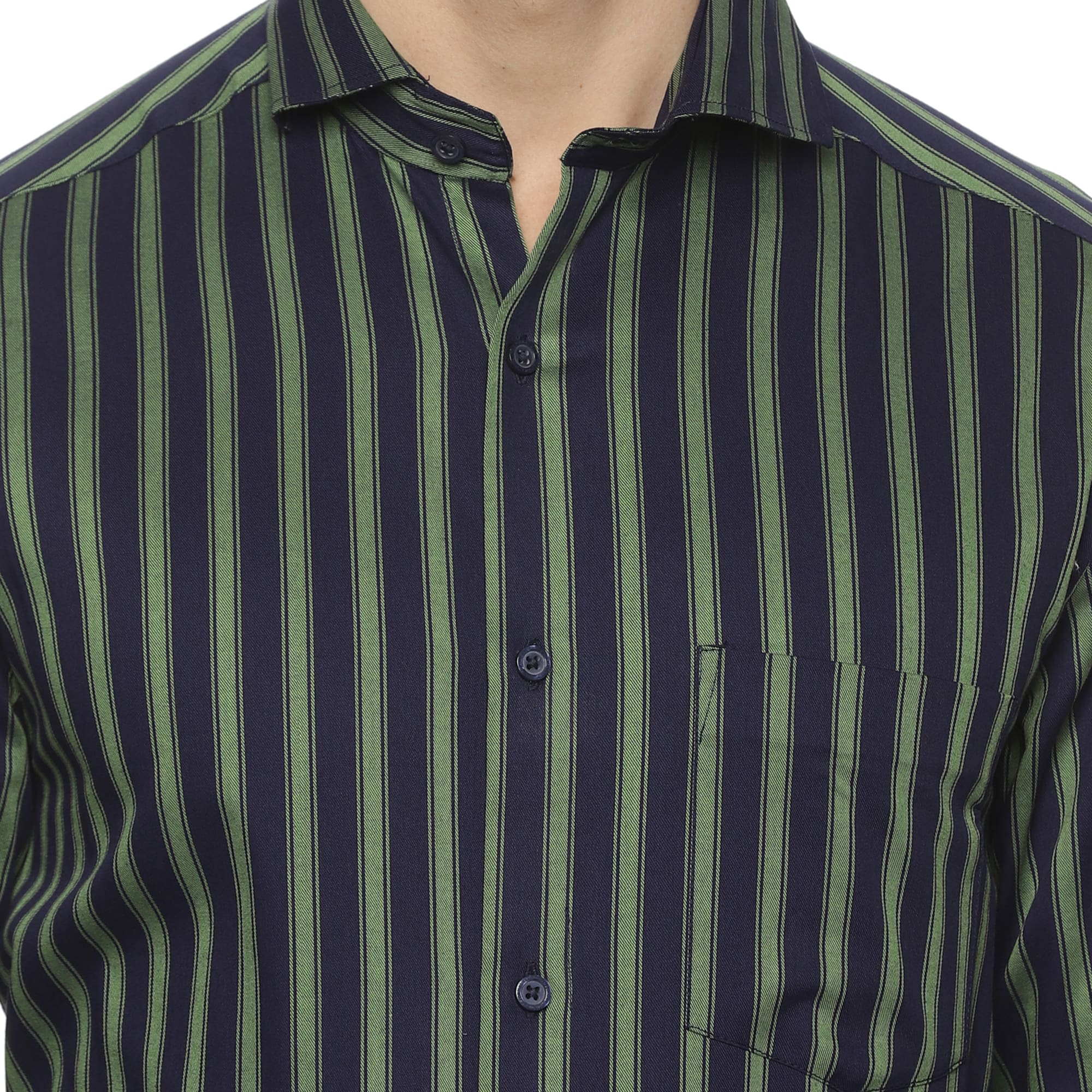 Rhythm Green Stripe Shirt In Navy Blue Rhythm Green Stripe Shirt In Navy Blue - The Formal Club