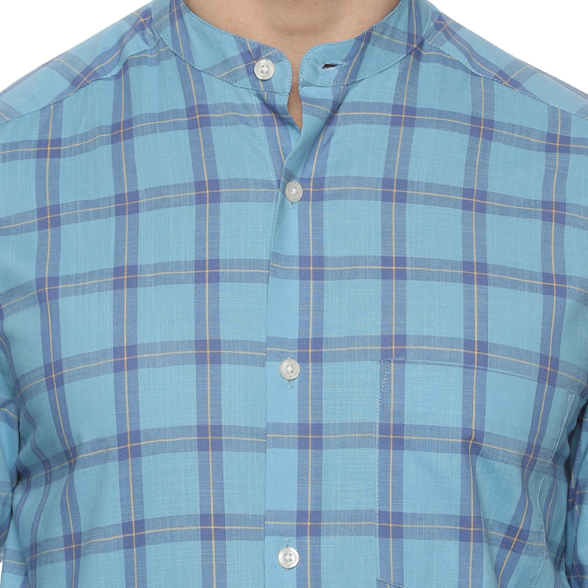 Blissful Cotton Check Shirt In Blue Blissful Cotton Check Shirt In Blue - The Formal Club