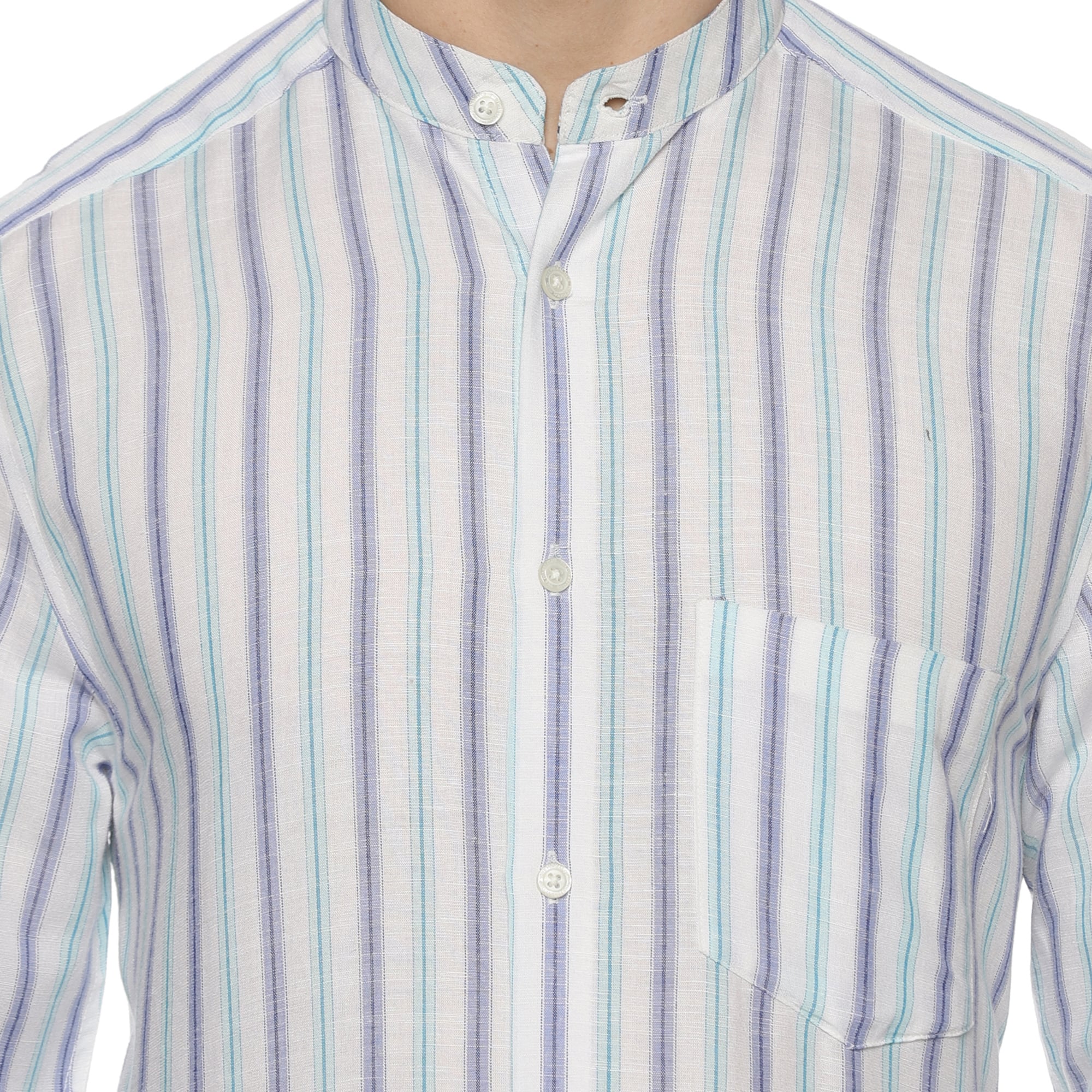 Luna Linen Stripes Shirt In White Luna Stripes Shirt For Men By TFC