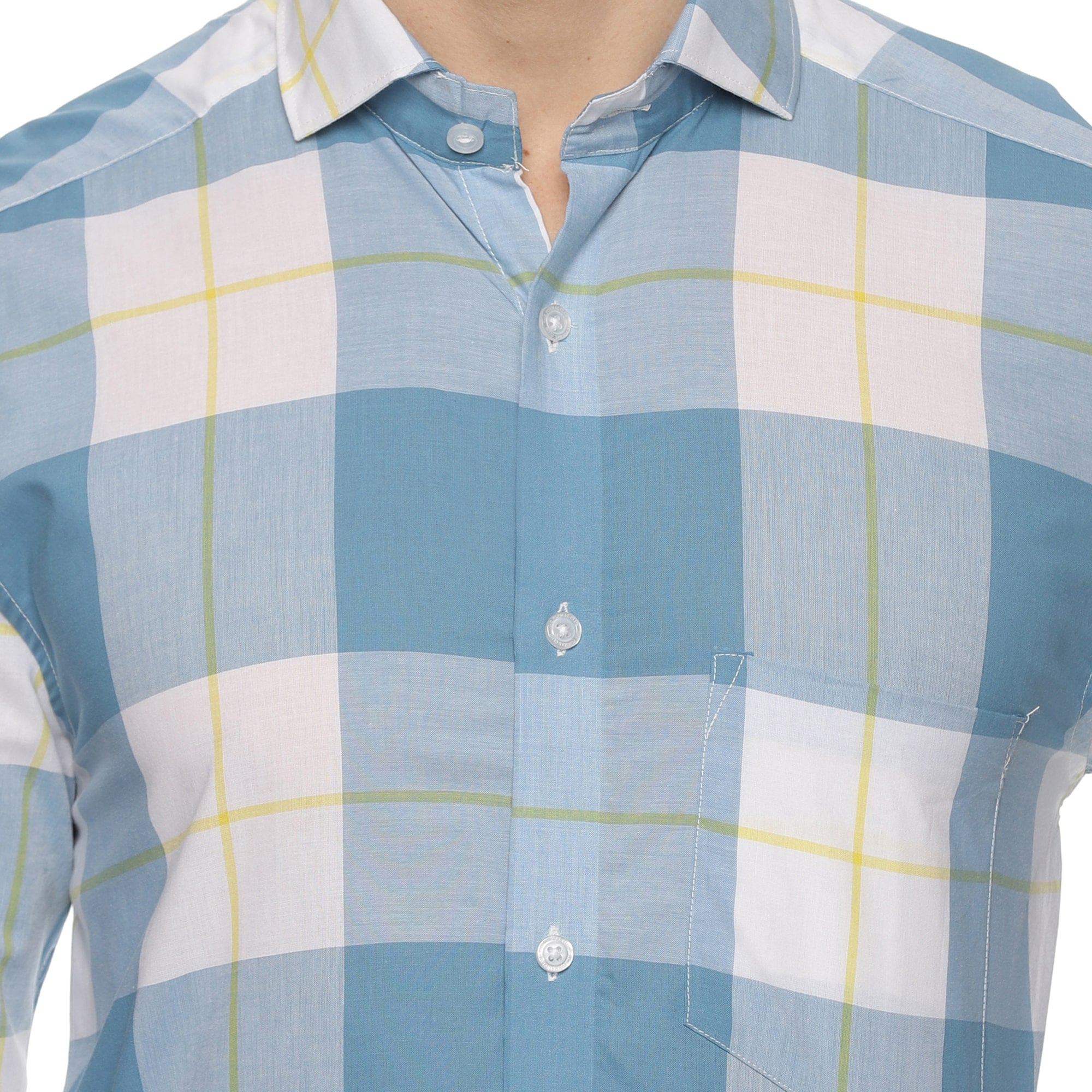 Maverick Cotton Check Shirt In Blue & White Regular fit cotton shirt for men By TFC