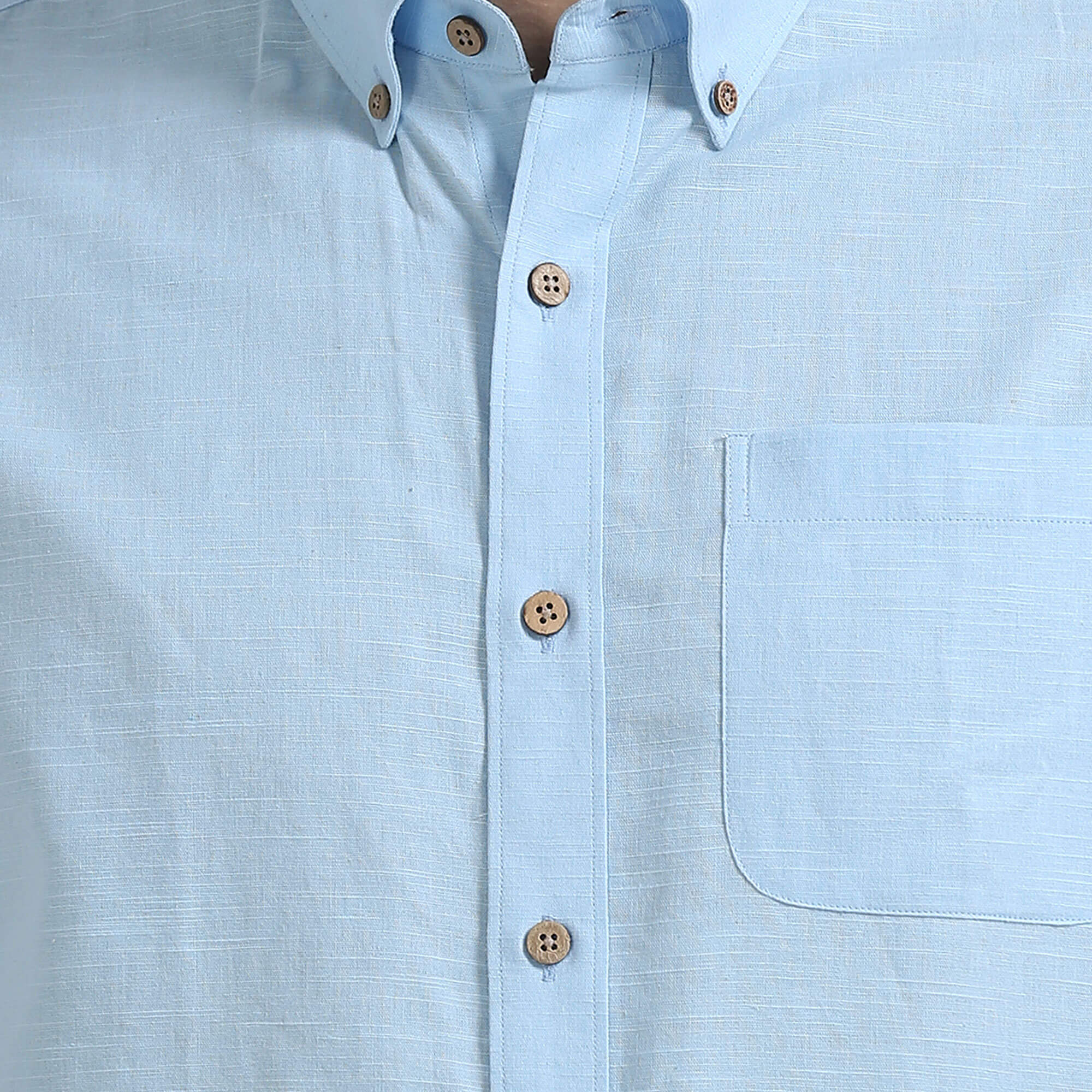 Breeze Linen Half Sleeves Shirt In Powder Blue Soft bio-washed linen shirt by TFC