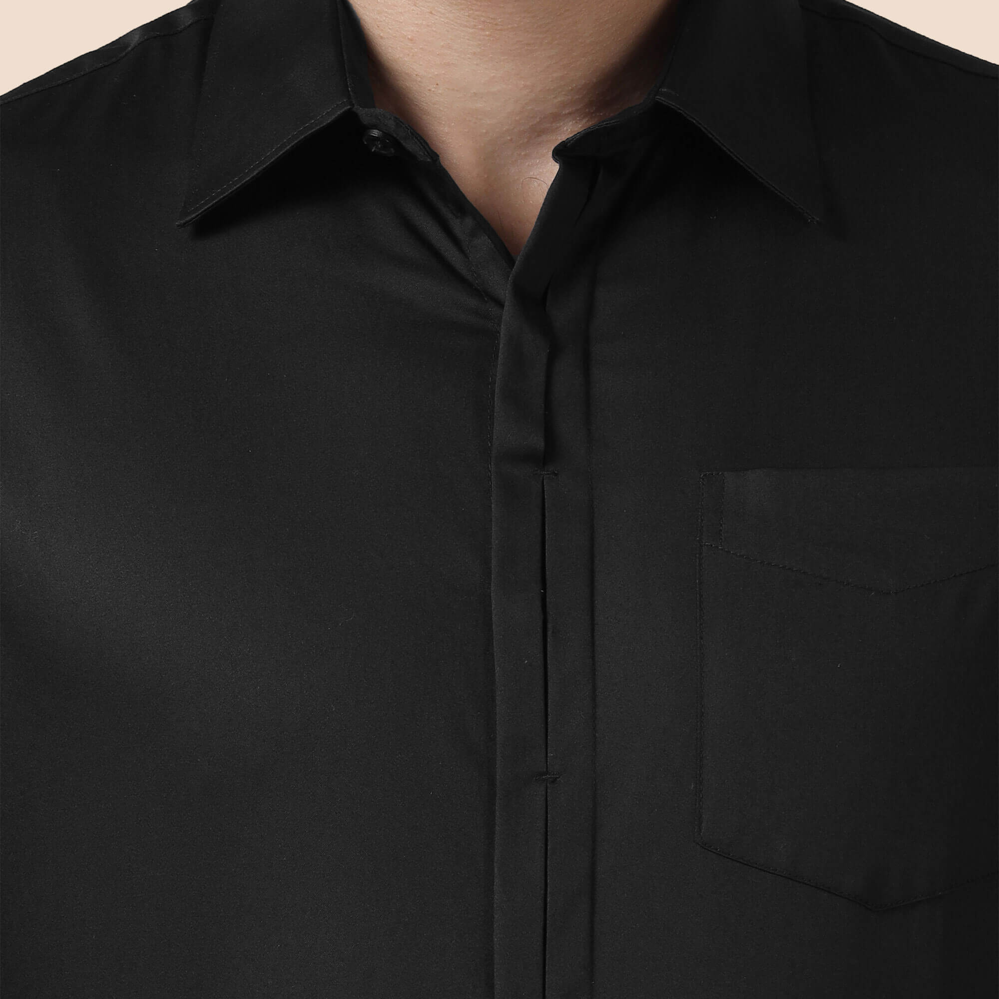 Keneth Black Shirt with Signature Concealed Placket & French Cuff Keneth Black Shirt with Signature Concealed Placket & French Cuff