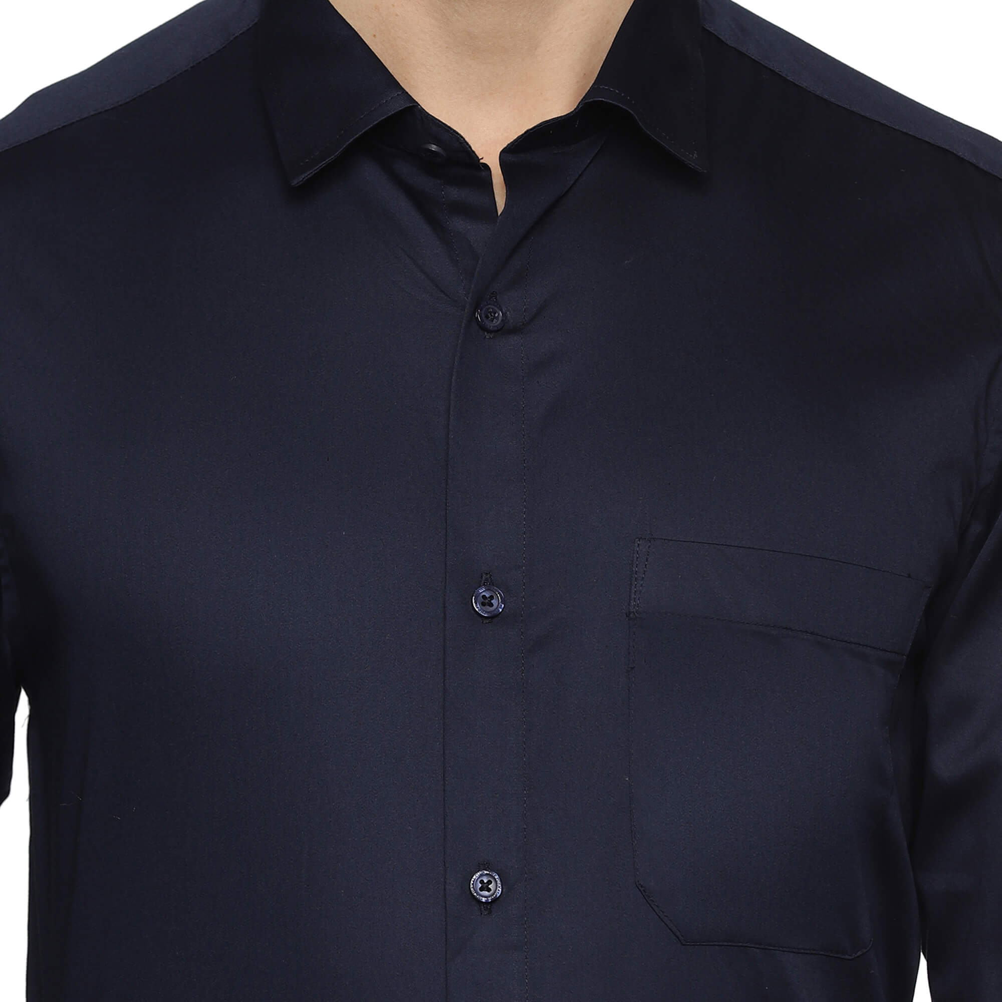 Swiss Finish Giza Cotton Shirt In Navy Blue Swiss Finish Giza Cotton Shirt In Navy Blue - The Formal Club