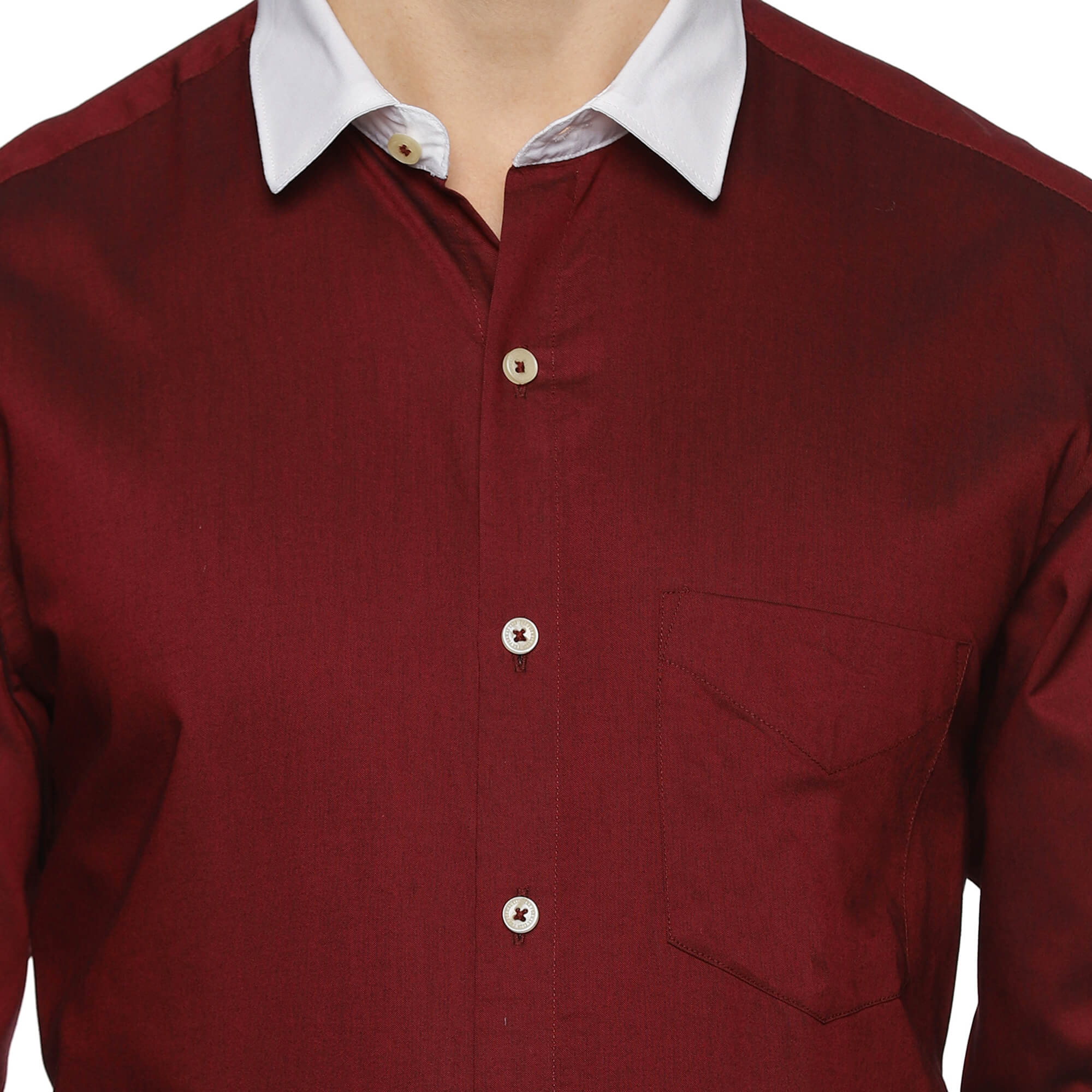 White Collar Full Sleeves Solid Shirt In Wine Men’s Regular Fit White Collar Shirt For Men By TFC