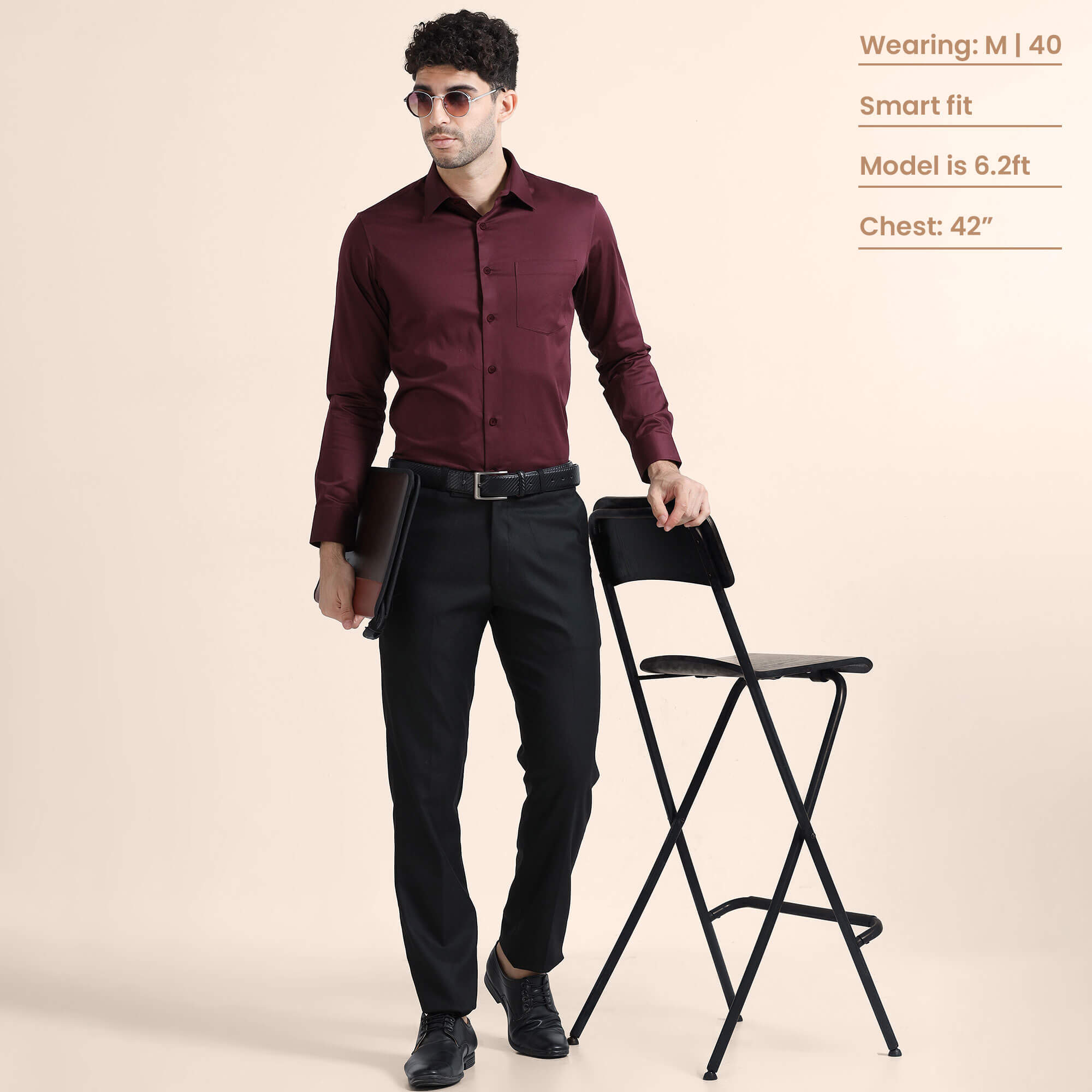 Cambridge Giza Cotton Shirt In Wineberry Soft Cotton Sateen Shirt By TFC