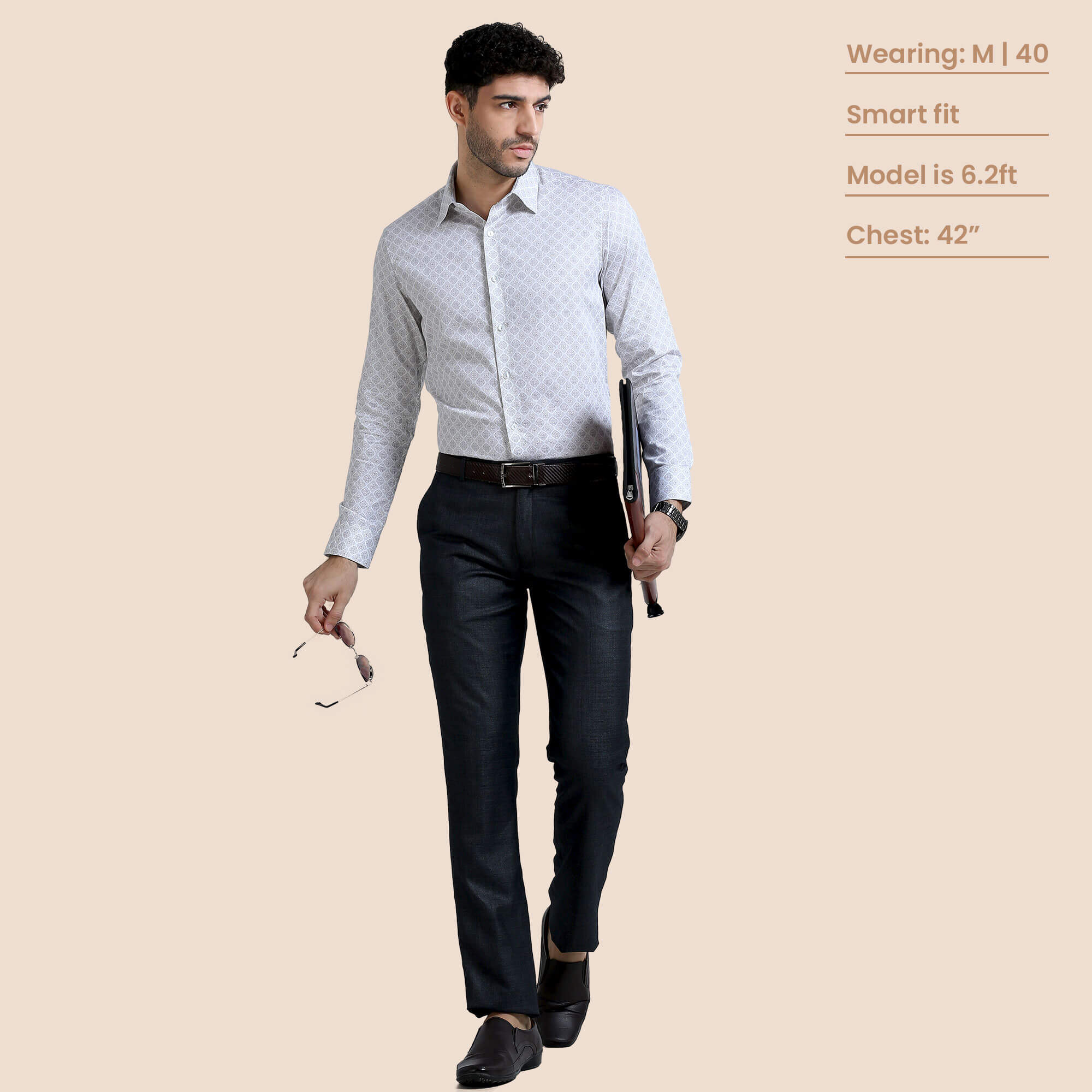 Serenity Giza Full Sleeves Shirt In Beige Damask Serenity Beige Formal Shirt for Men By TFC