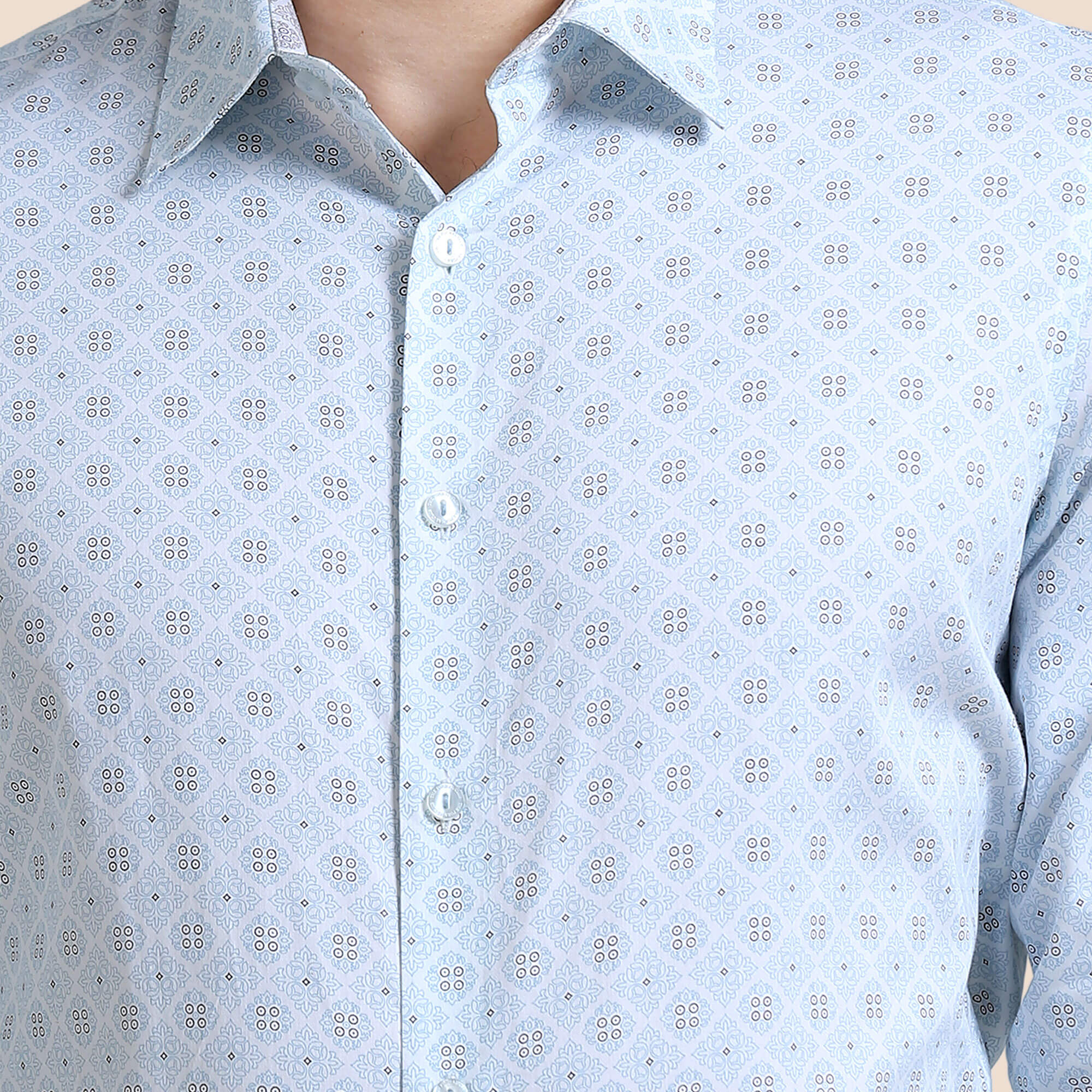 Serenity Giza Full Sleeves Shirt In Blue Damask Premium Cotton Sateen Shirt For Men By TFC