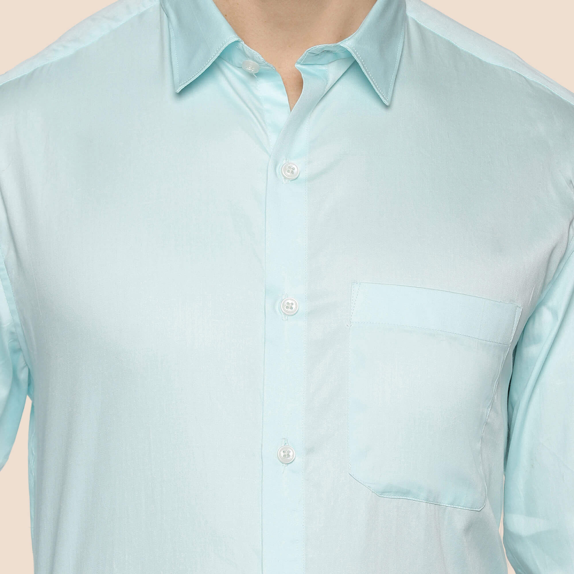 Swiss Finish Giza Cotton Shirt In Pastel Aqua Classic Fit Aqua Shirt By TFC