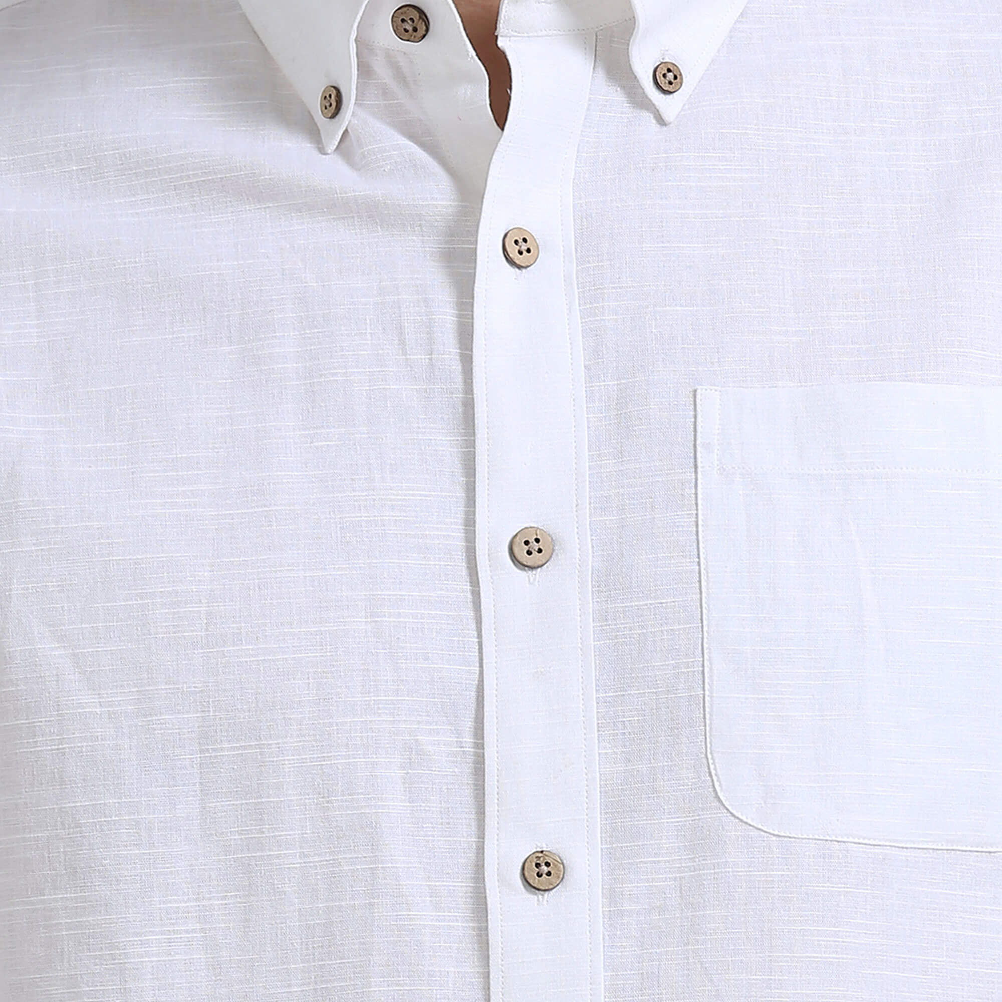 Breeze Linen Half Sleeves Shirt In Snow Men’s shirt with button-down collar by TFC