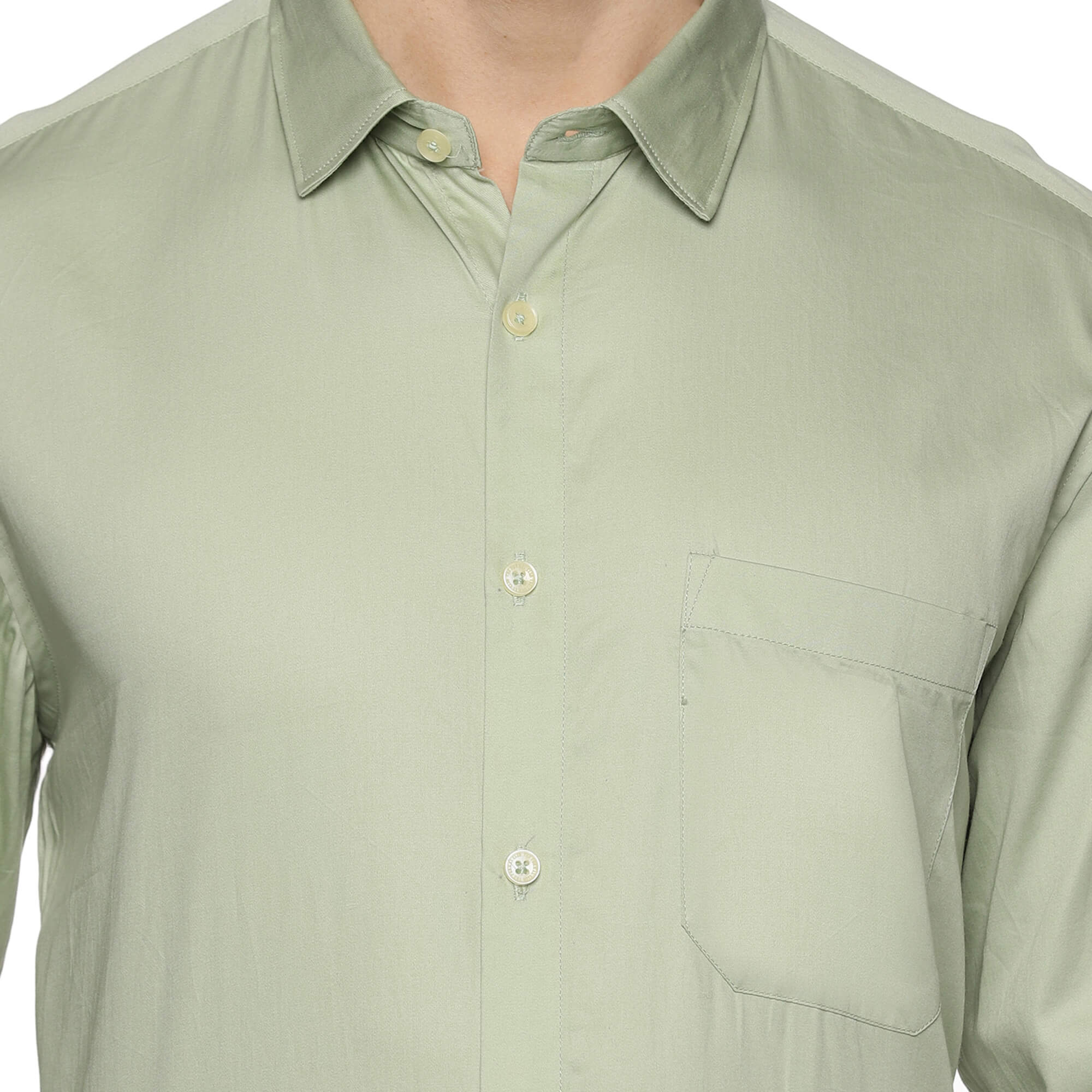 Swiss Finish Giza Cotton Shirt In Light Green Men's Light Green Dress Shirt By TFC