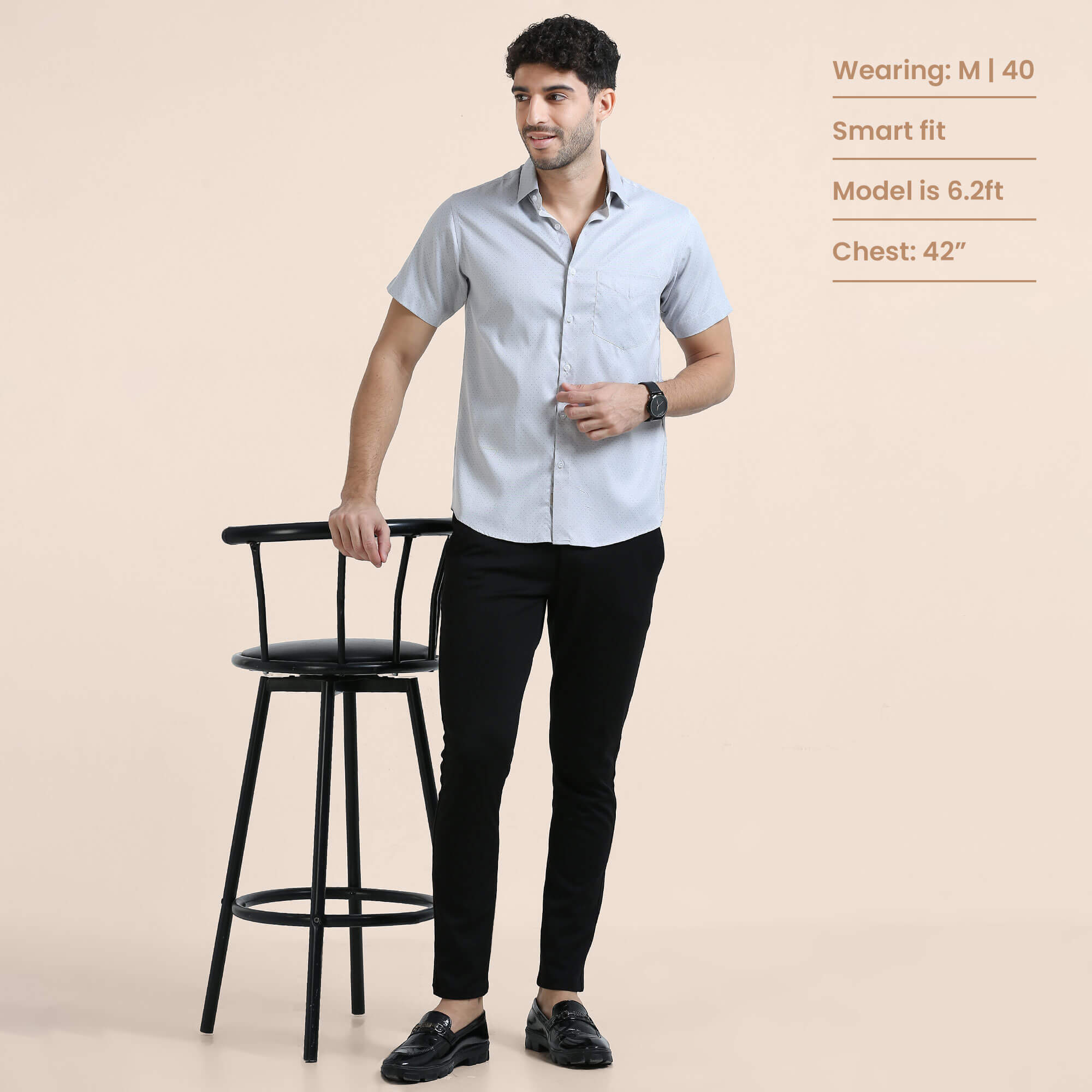 Ashley Half Sleeves Shirt In Donald Dobby Grey Office Wear Cotton Shirt For Men By TFC