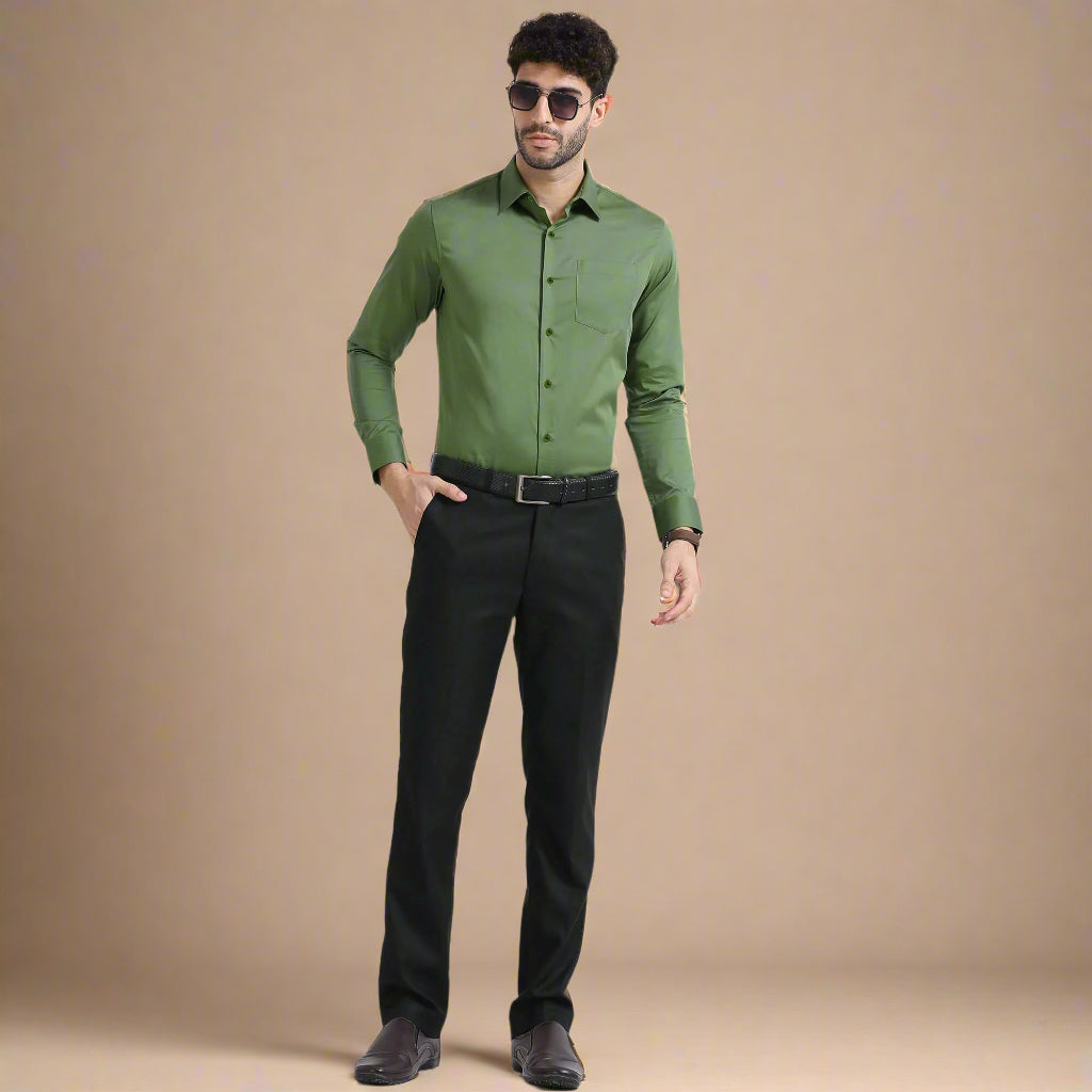 Cambridge Giza Cotton Shirt In Grass Green Cambridge shirt by TFC