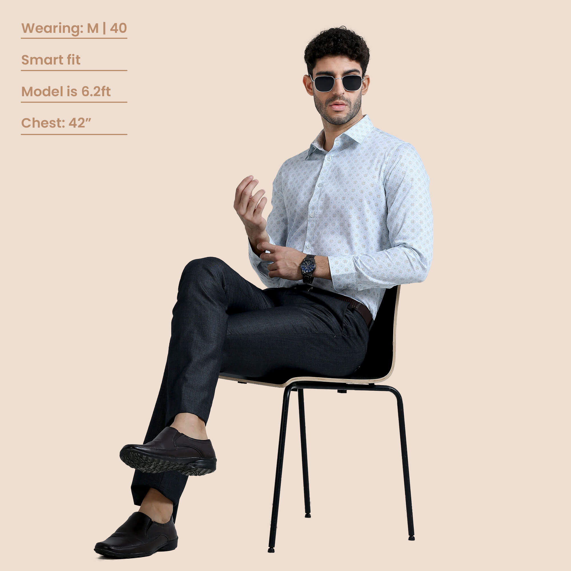 Serenity Giza Full Sleeves Shirt In Blue Damask Elegant Blue Shirt for Men By TFC
