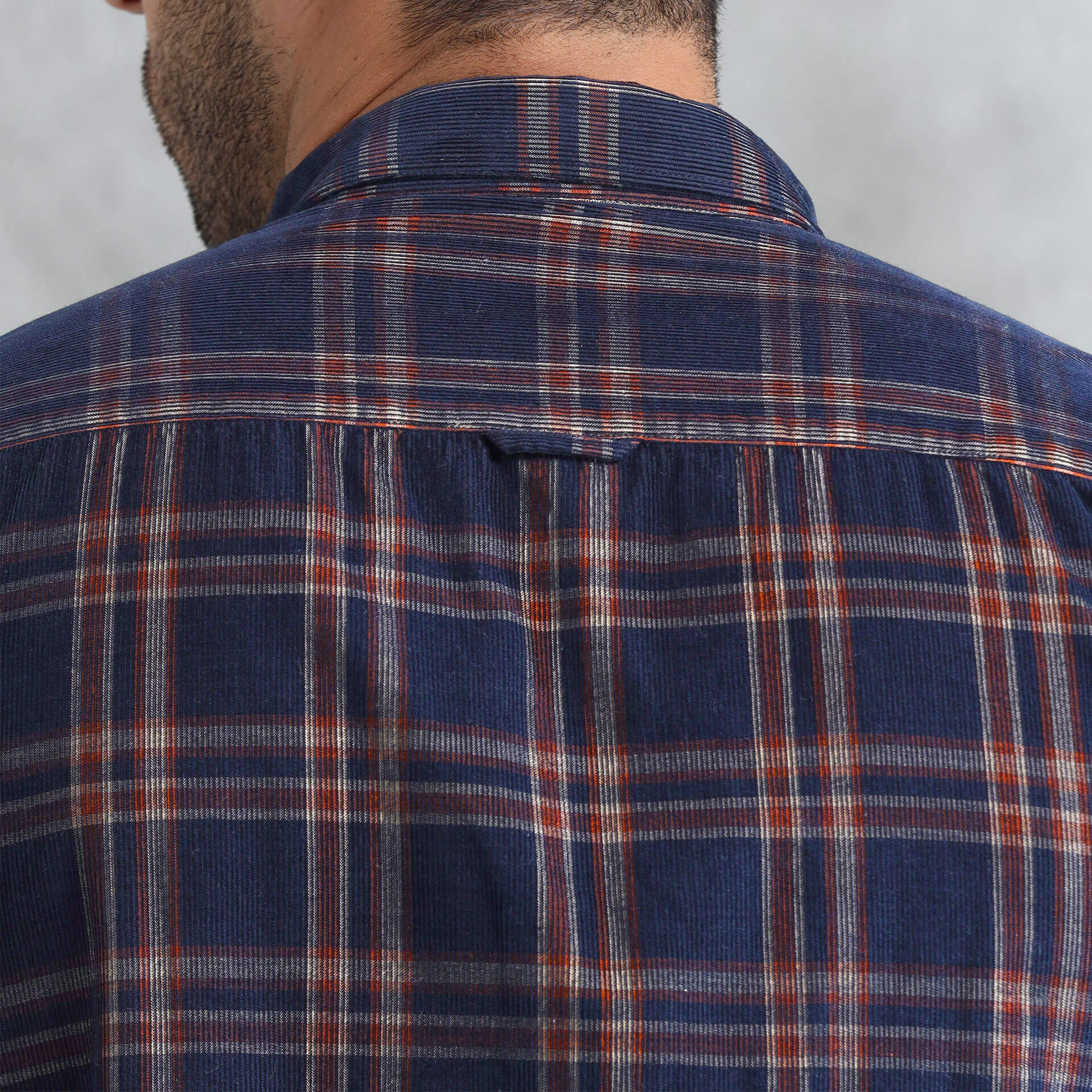 Cruise Checks Corduroy Shirt In Navy Button details of the Cruise Corduroy Shirt by TFC