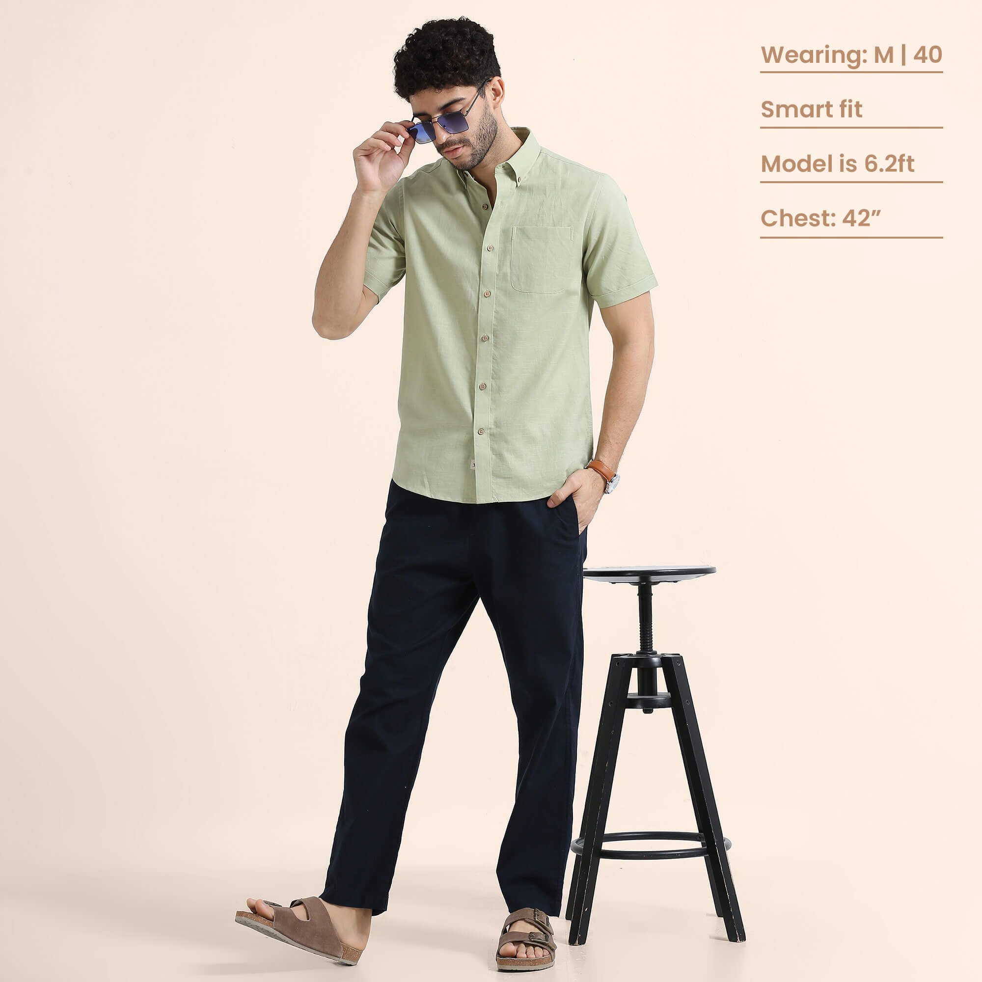 Breeze Linen Half Sleeves Shirt In Grass Stylish linen shirt for office wear by TFC