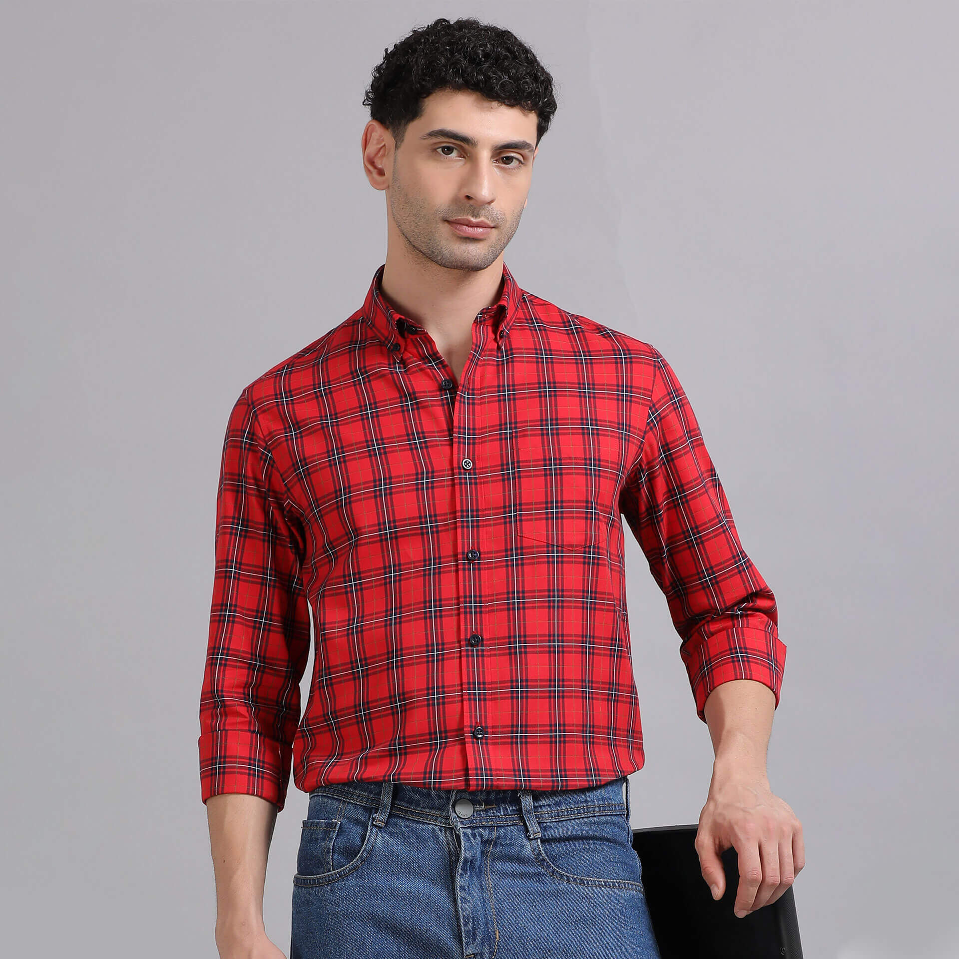 Marco Checks Shirt In Red Marco Red Checks Shirt by TFC