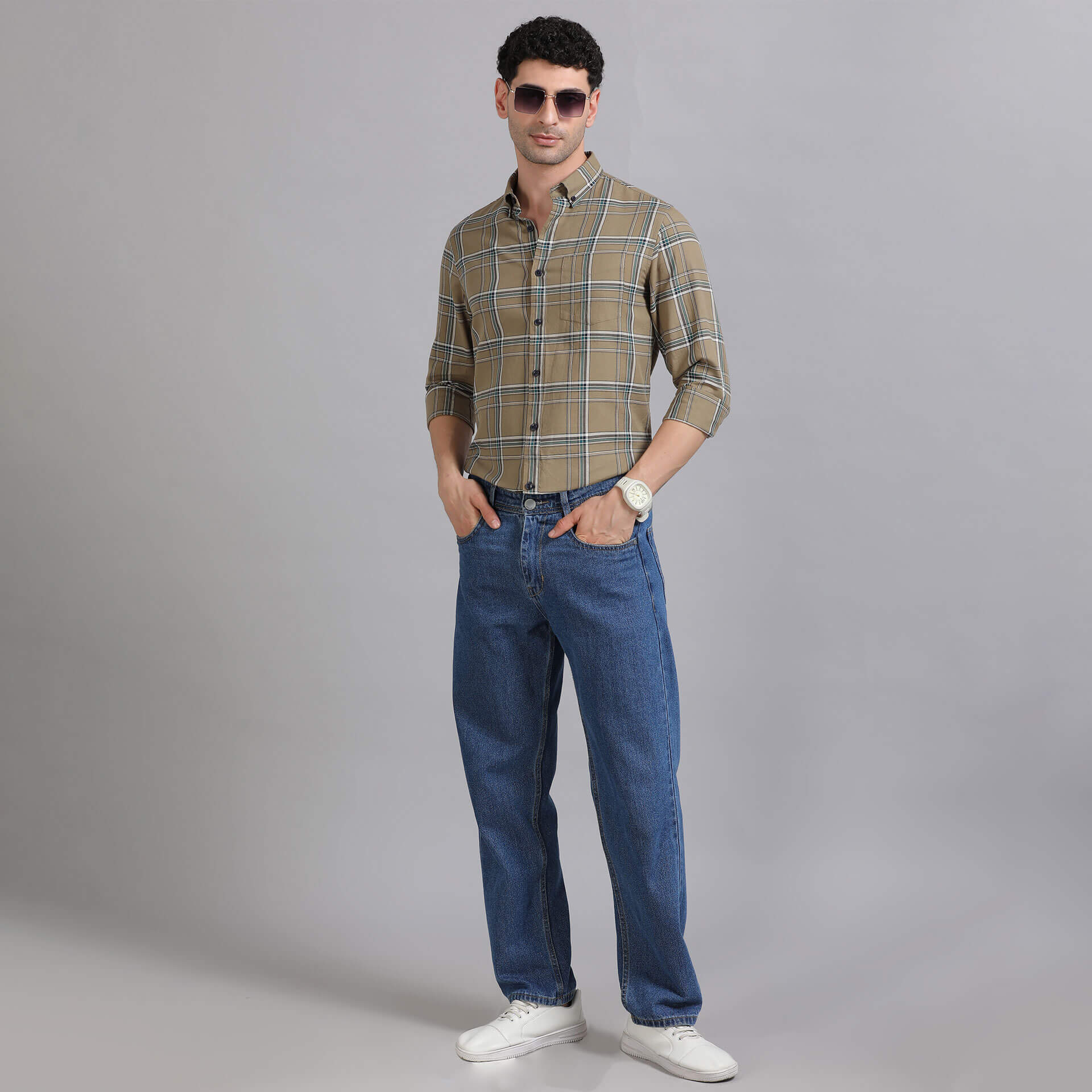 Marco Checks Shirt In Sage Full Sleeves Shirt in TFC