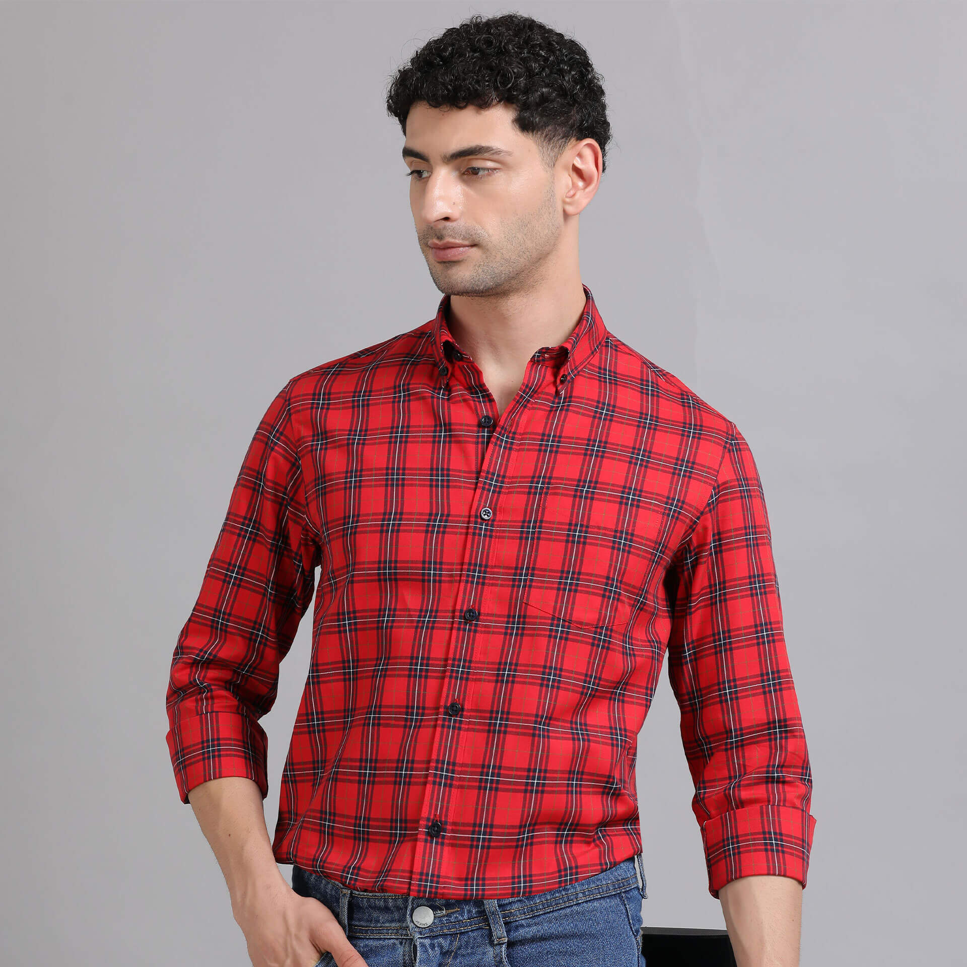 Marco Checks Shirt In Red Comfortable and Durable Red Check Shirt for Travel by TFC