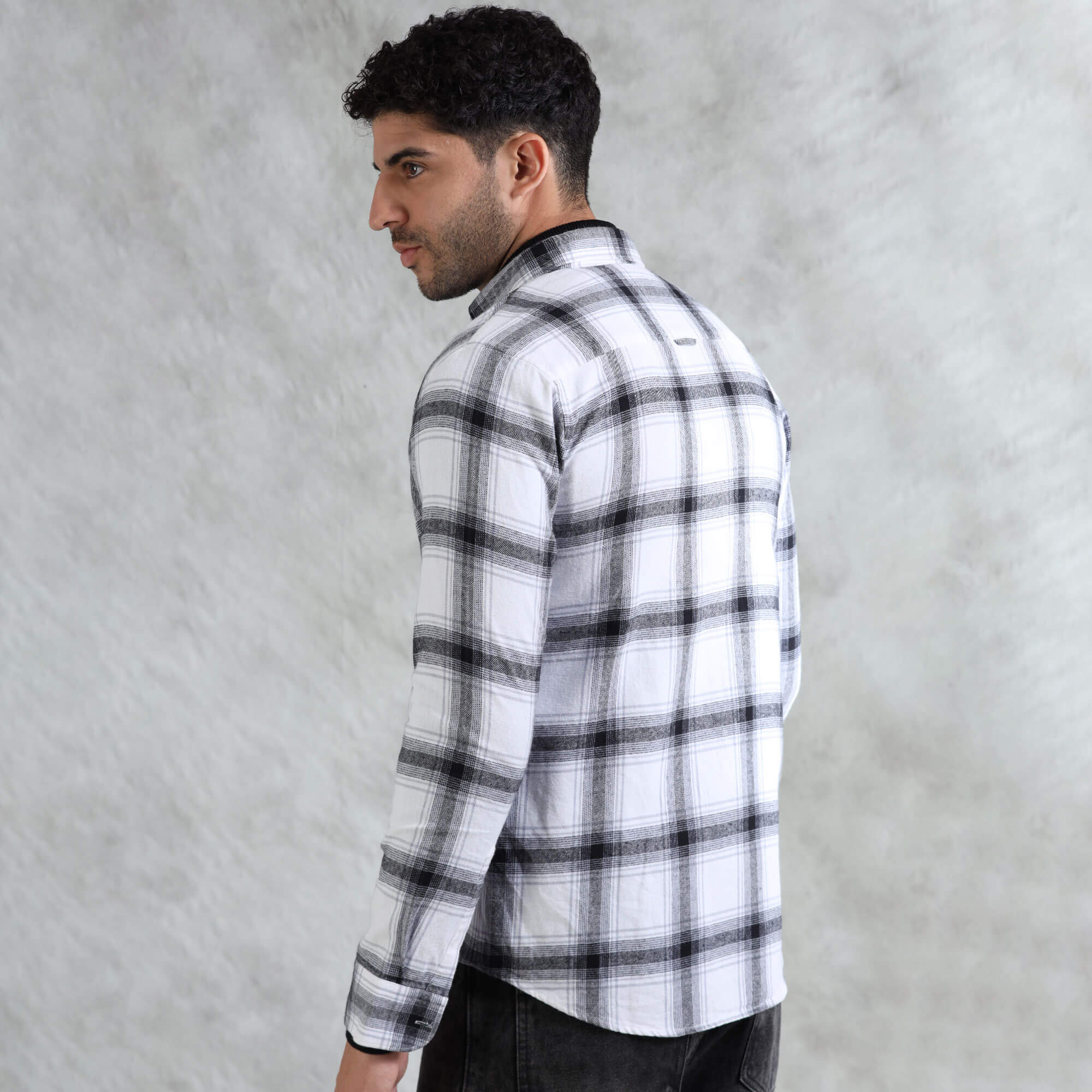 Lumber Flannel Check Shirt In Antique White Stylish men’s cotton flannel check shirt by TFC