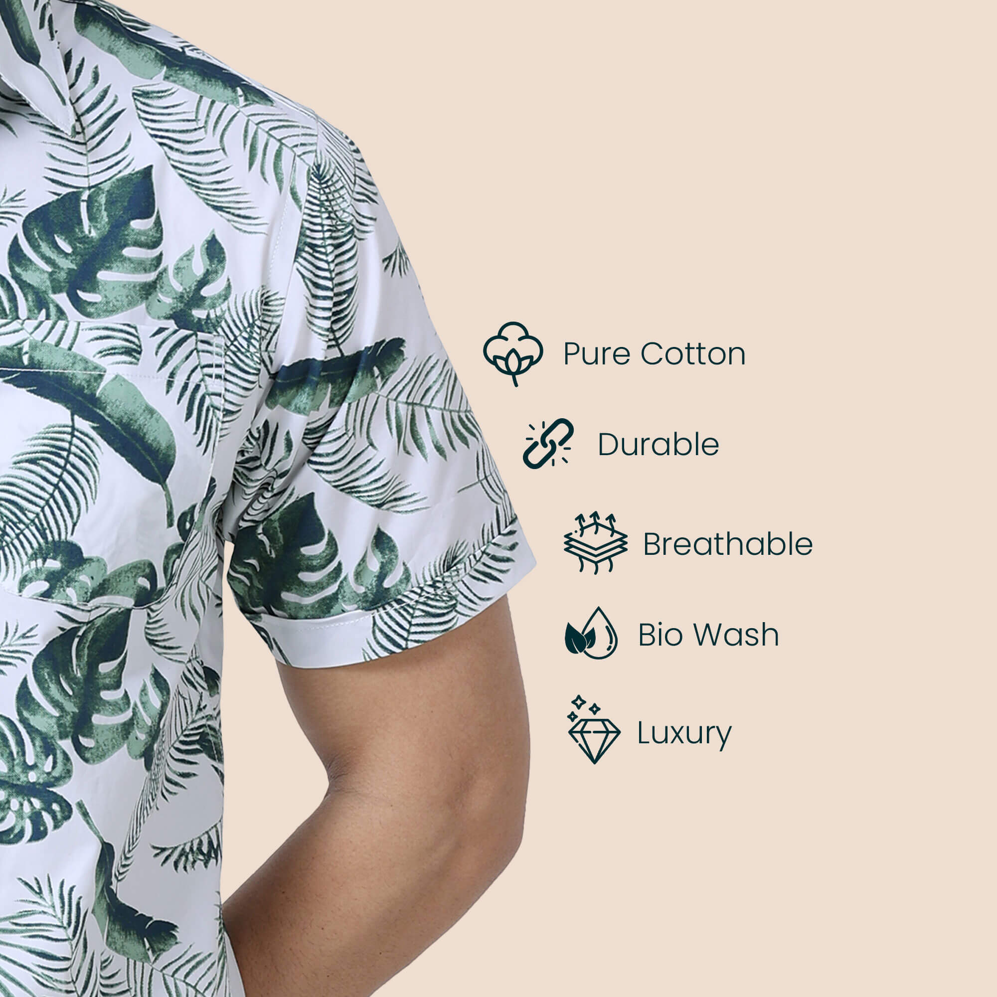 Ashley Cotton Half Sleeves Shirt In Tropical Green Print Ashley half sleeves cotton shirt by TFC