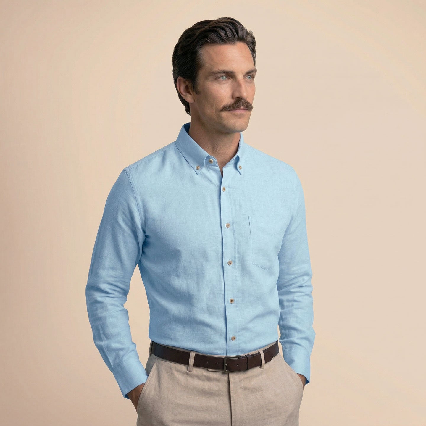 Breeze Linen Full Sleeves Shirt In Baby Blue Breeze Linen Full Sleeves Shirt In Baby Blue