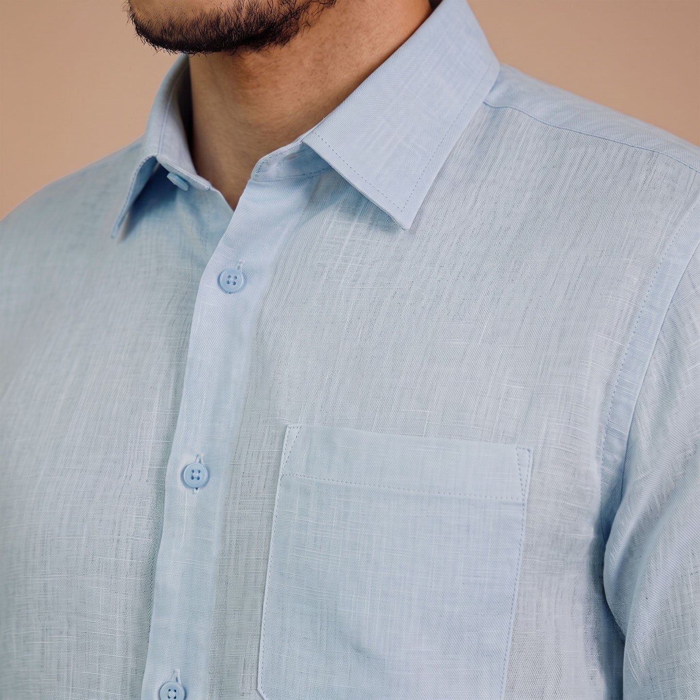 Cedar Pure Linen Half Sleeves Shirt In Cloud Blue