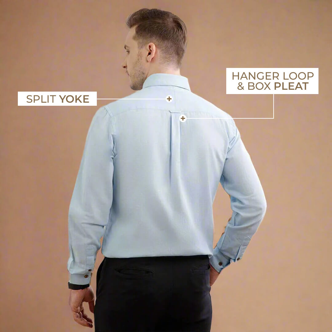 Breeze Linen Full Sleeves Shirt In Baby Blue