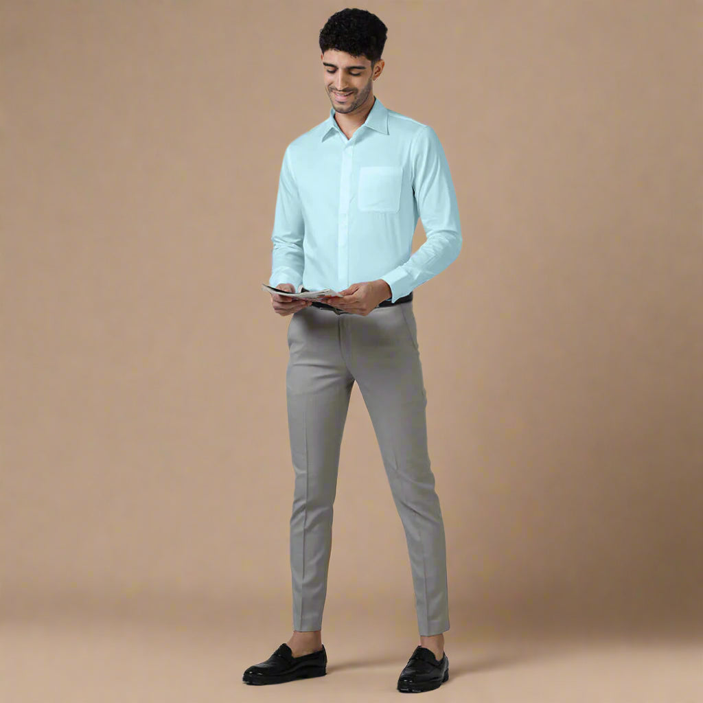 Bennet Sky Blue Shirt With Concealed Placket Bennet Sky Blue Shirt With Concealed Placket