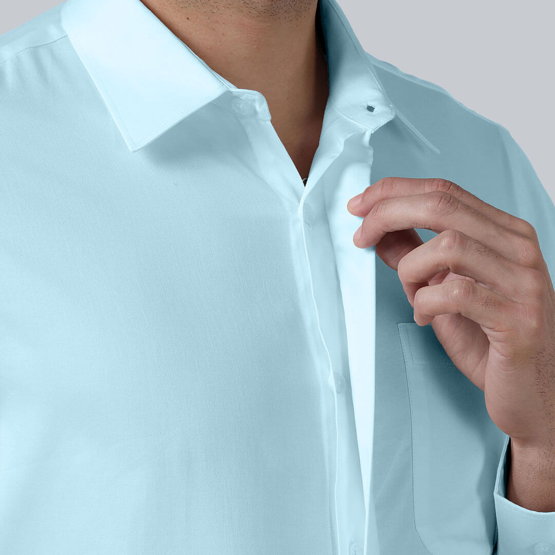 Bennet Sky Blue Shirt With Concealed Placket Bennet Sky Blue Shirt With Concealed Placket