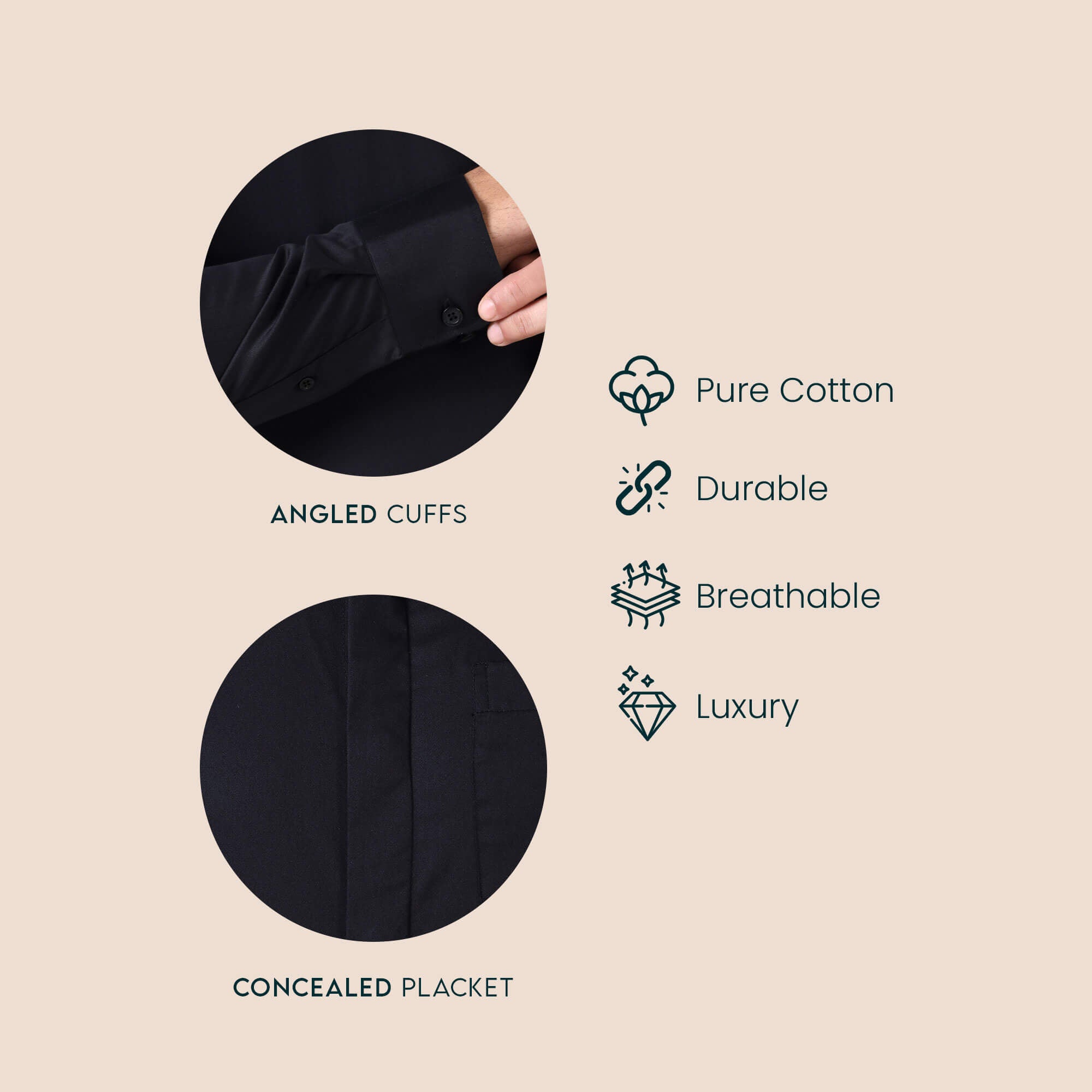 Bennet Black Shirt With Concealed Placket Bennet soft cotton black shirt by TFC