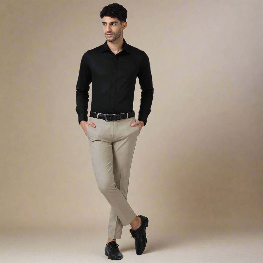 Bennet Black Shirt With Concealed Placket Classy black shirt for special events by TFC