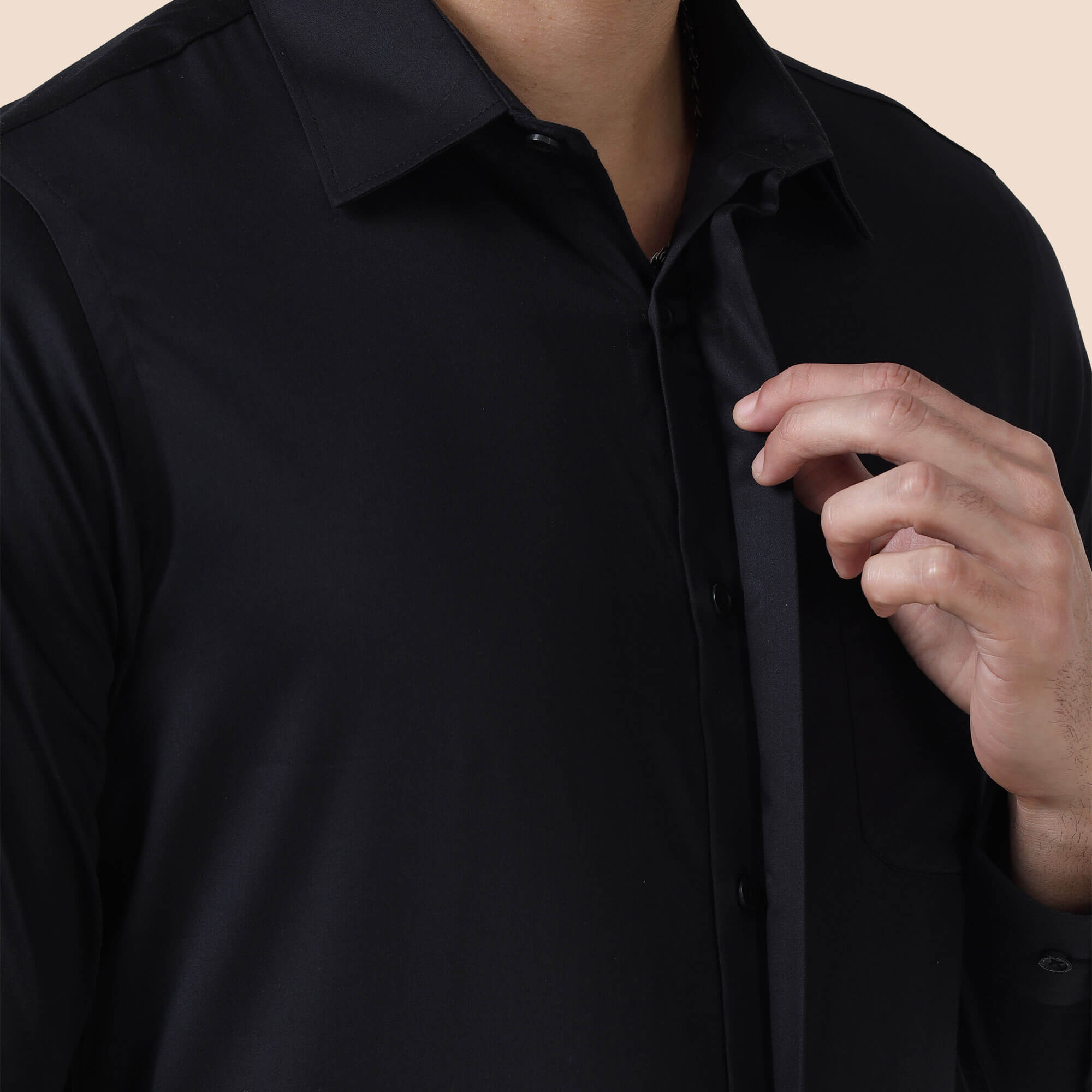 Bennet Black Shirt With Concealed Placket Concealed placket shirt by TFC