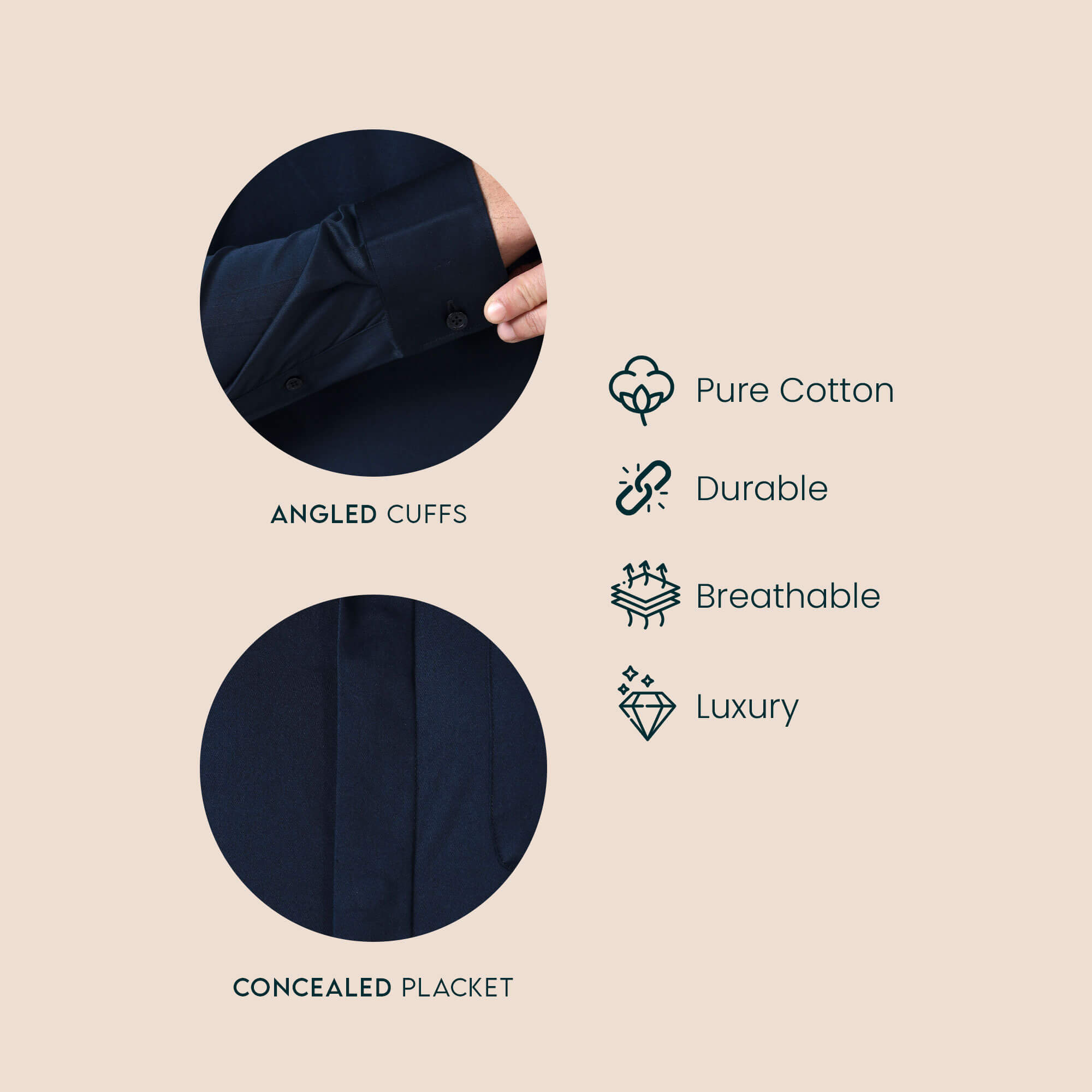 Bennet Navy Shirt With Concealed Placket Concealed placket cotton shirt by TFC